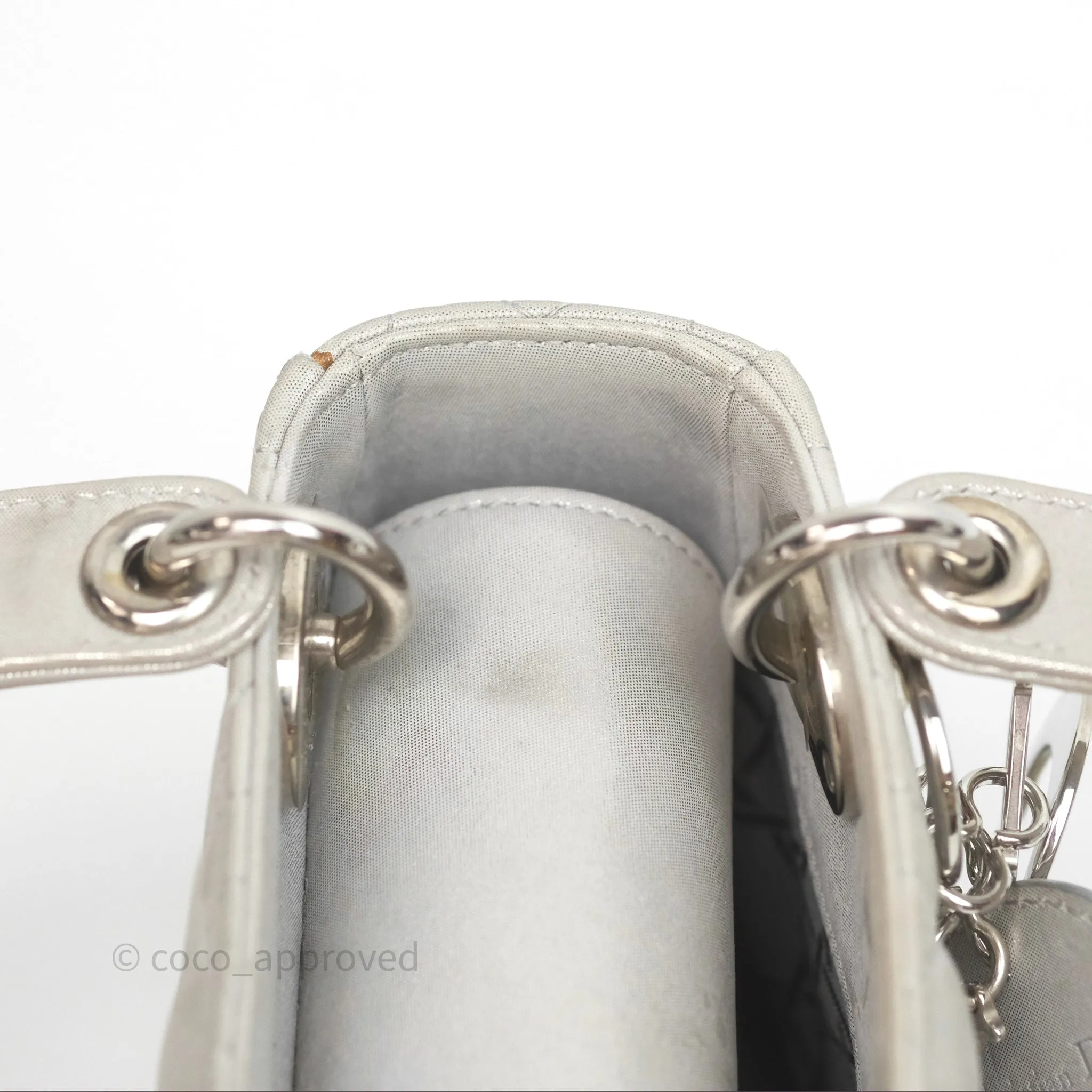 Christian Dior Calfskin Cannage Mini Lady Dior Grey
