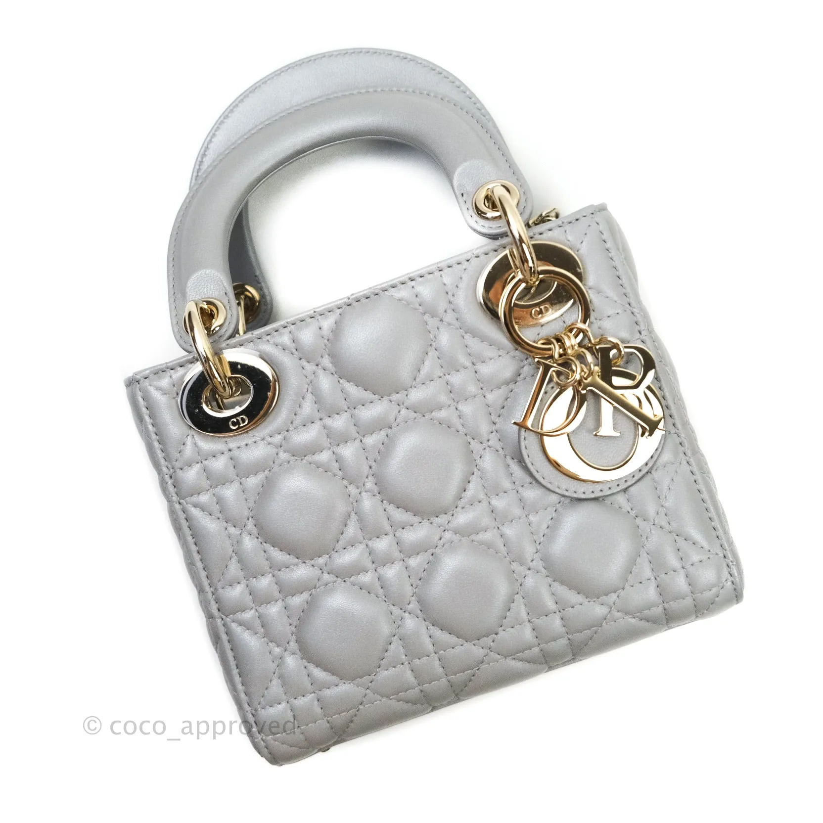 Christian Dior Calfskin Cannage Mini Lady Dior Grey