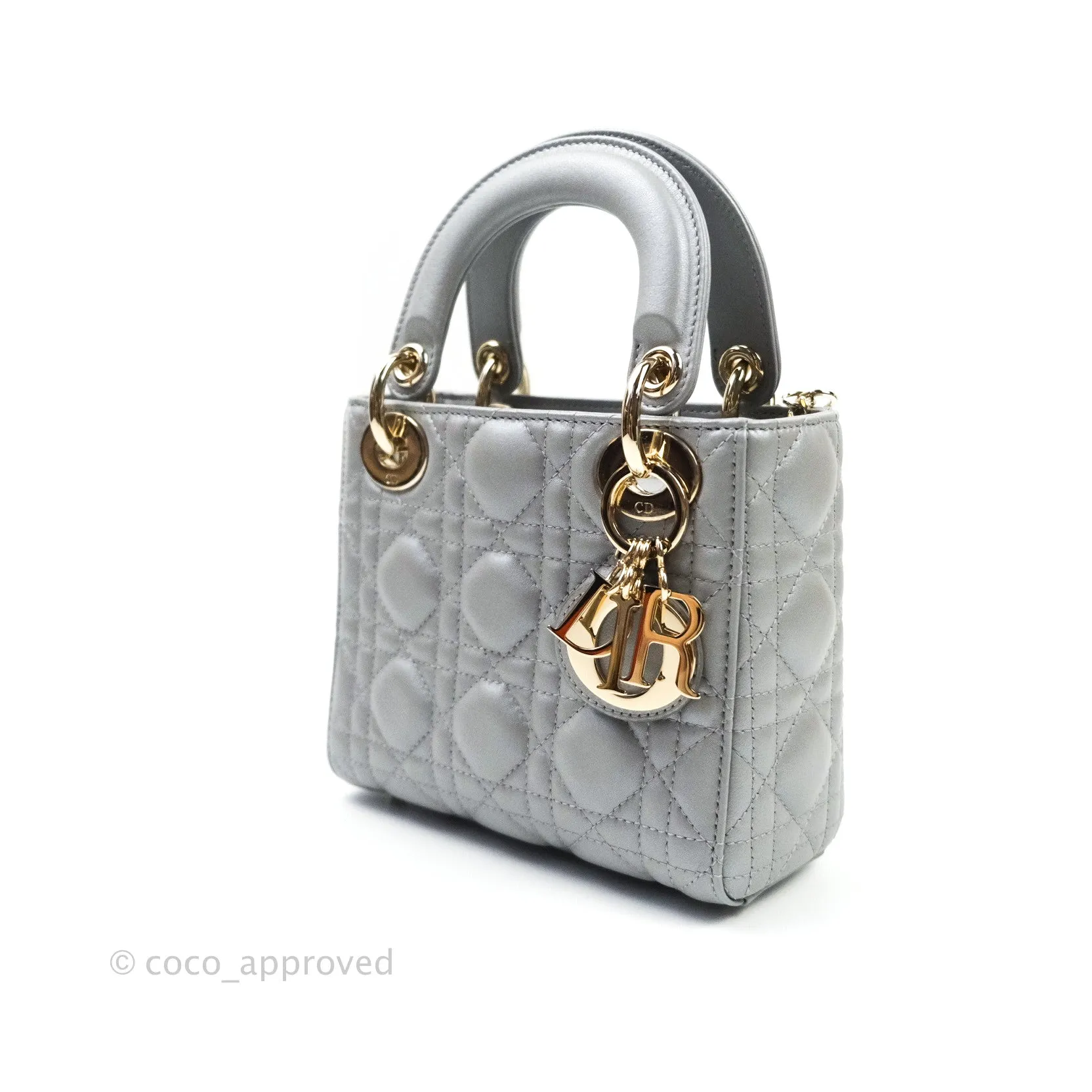Christian Dior Calfskin Cannage Mini Lady Dior Grey