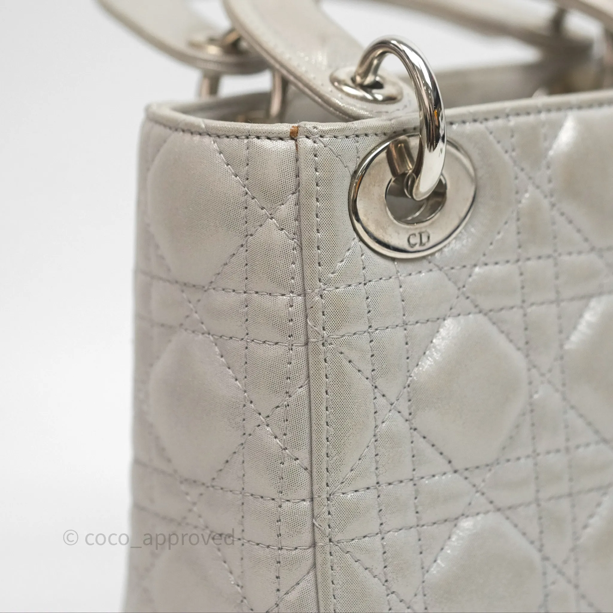 Christian Dior Calfskin Cannage Mini Lady Dior Grey