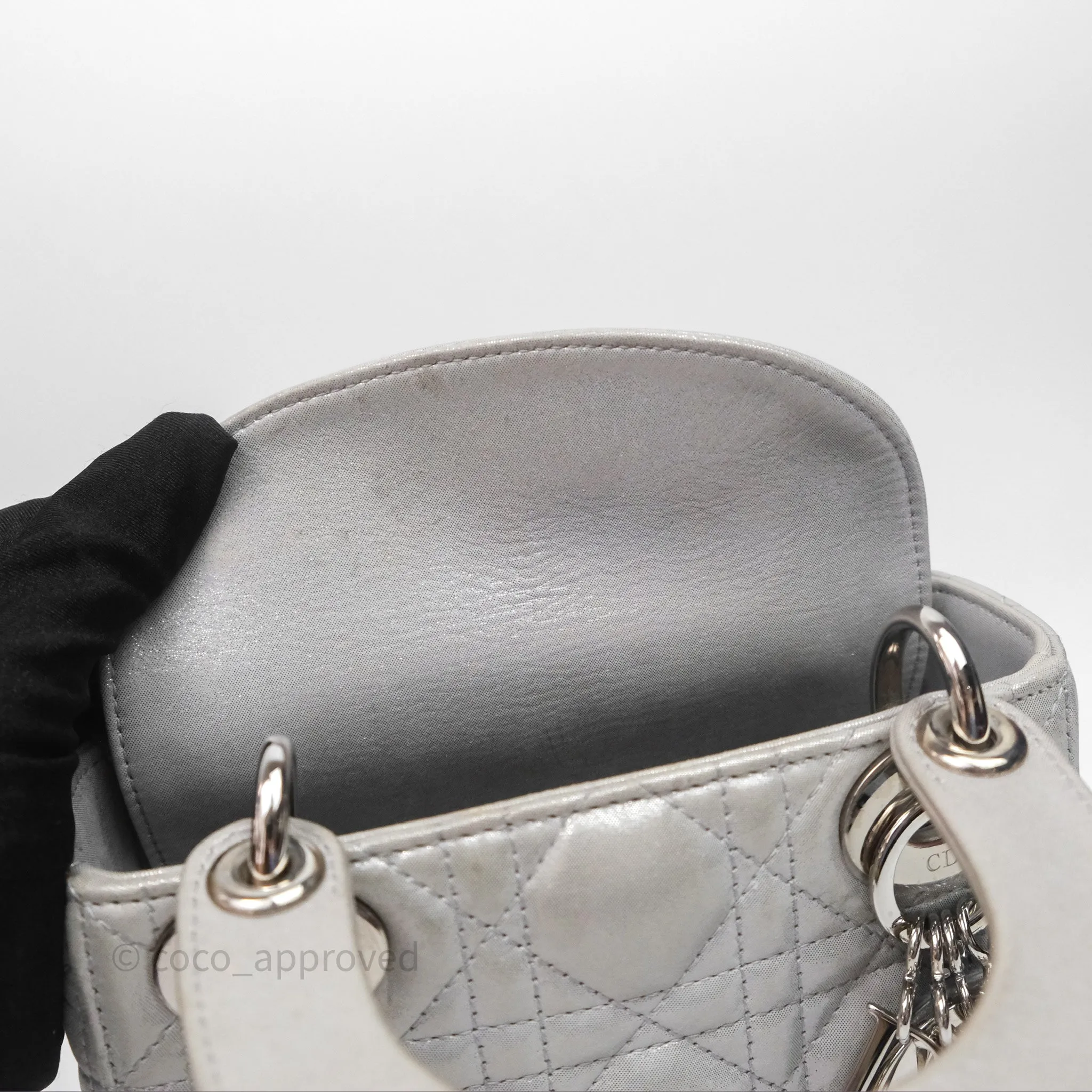 Christian Dior Calfskin Cannage Mini Lady Dior Grey