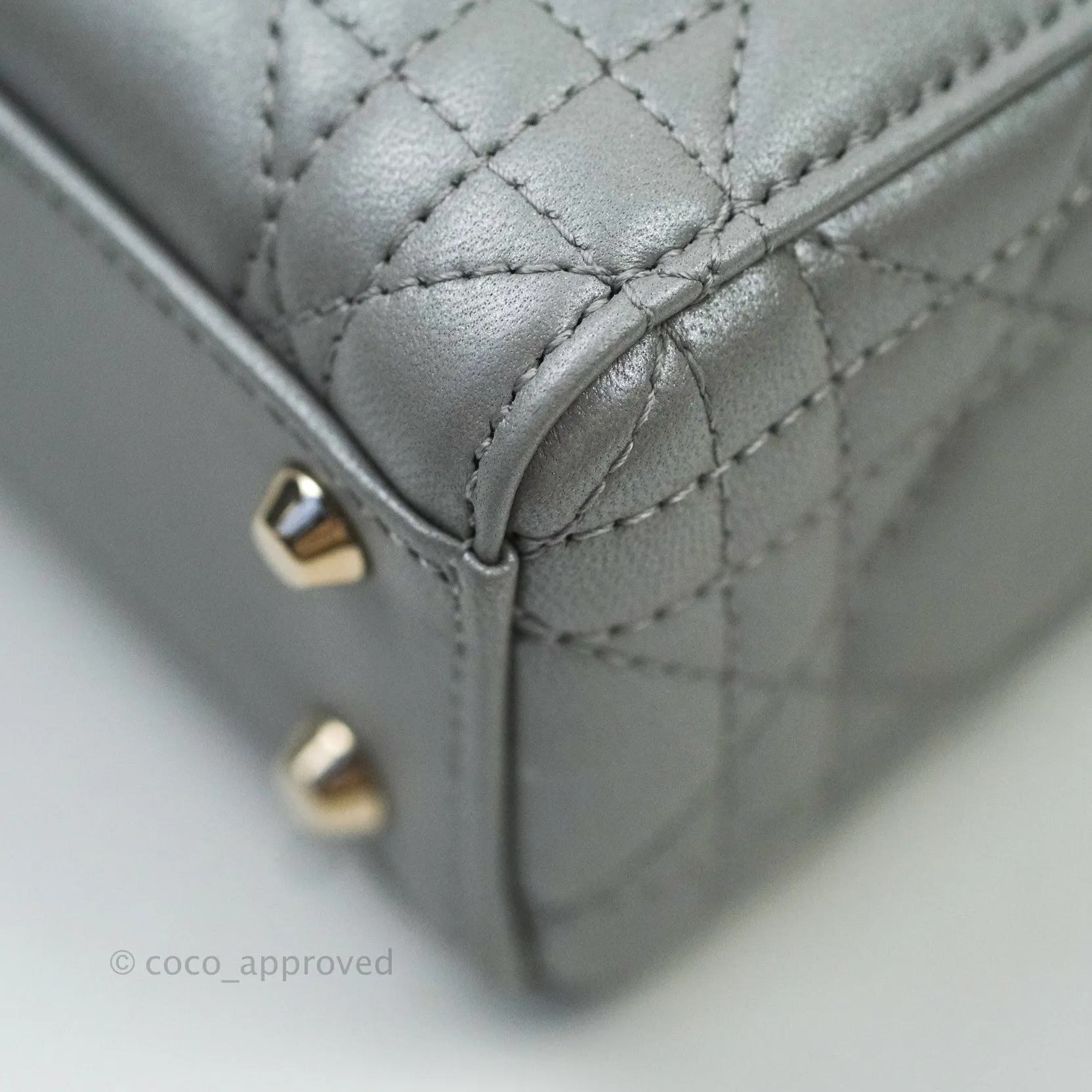 Christian Dior Calfskin Cannage Mini Lady Dior Grey