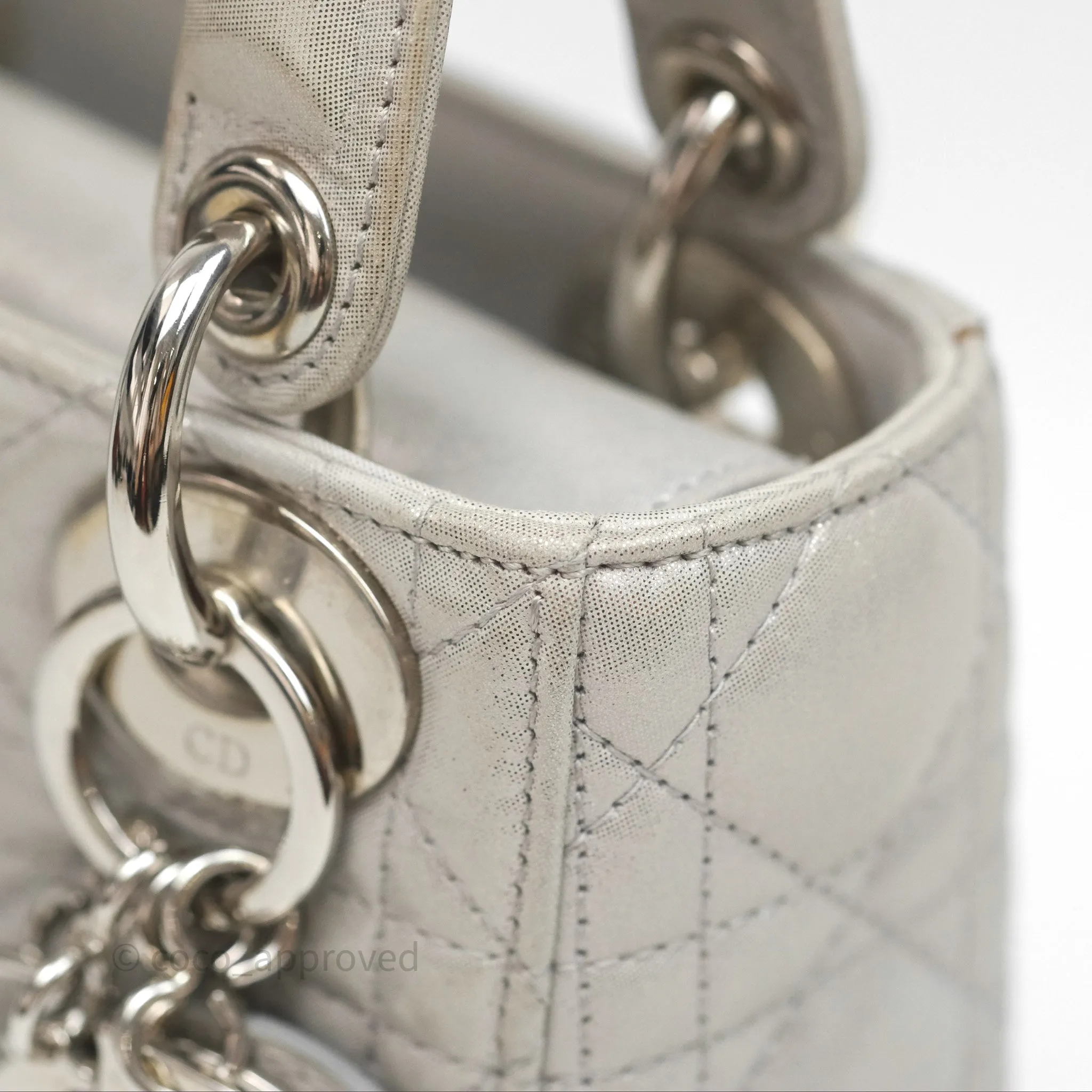 Christian Dior Calfskin Cannage Mini Lady Dior Grey