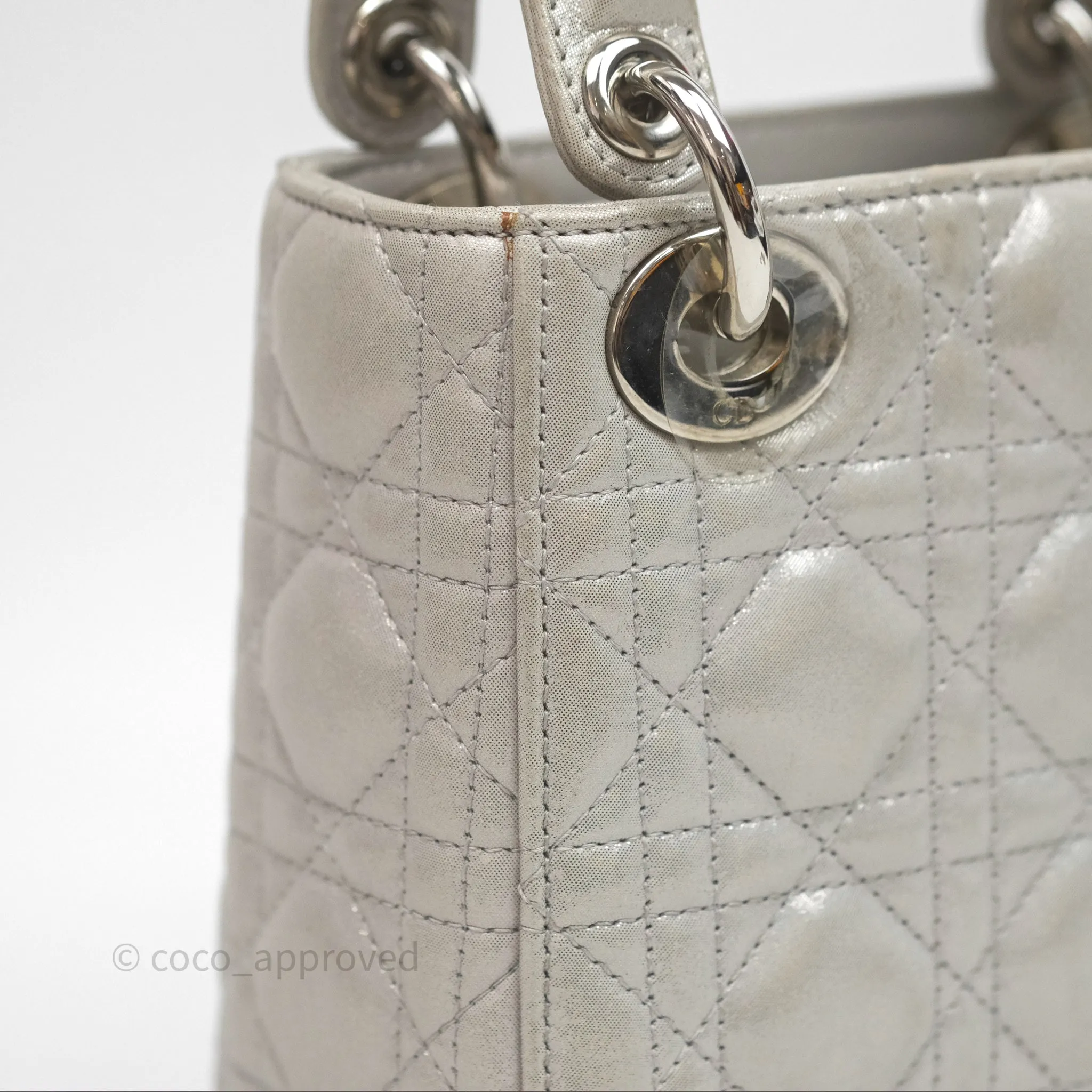 Christian Dior Calfskin Cannage Mini Lady Dior Grey