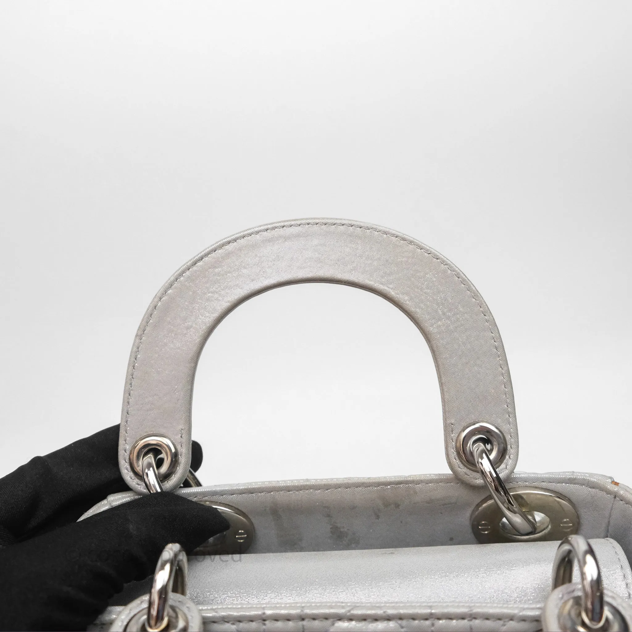 Christian Dior Calfskin Cannage Mini Lady Dior Grey