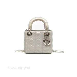 Christian Dior Calfskin Cannage Mini Lady Dior Grey