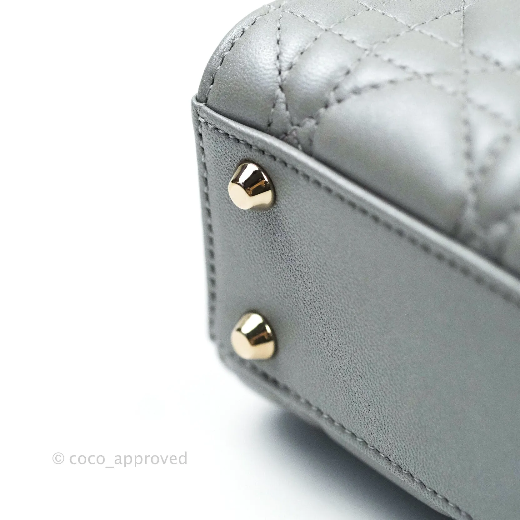 Christian Dior Calfskin Cannage Mini Lady Dior Grey