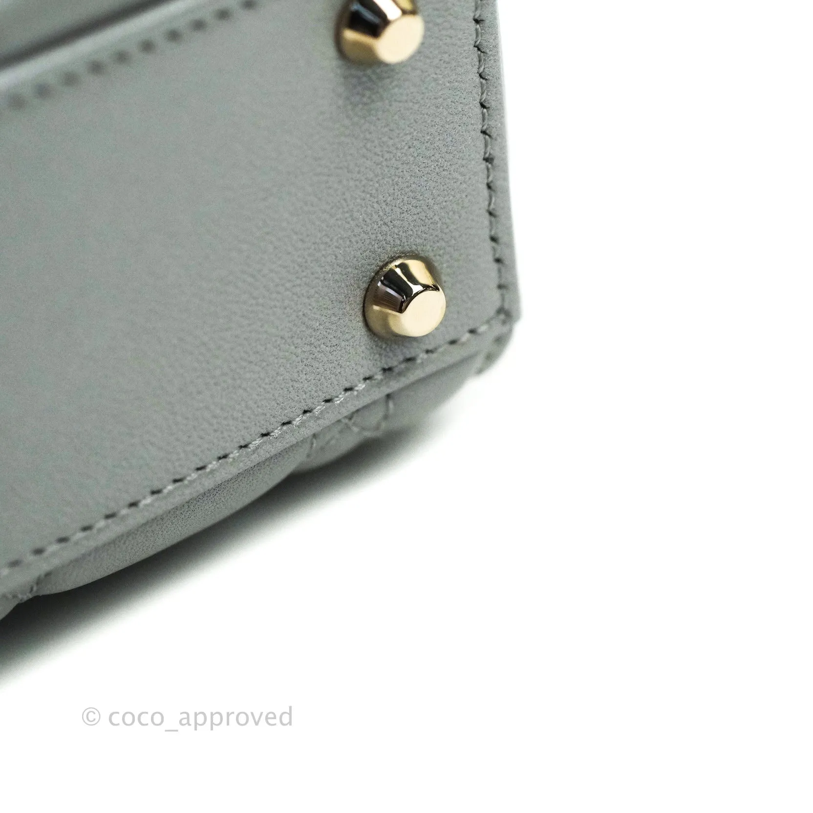 Christian Dior Calfskin Cannage Mini Lady Dior Grey