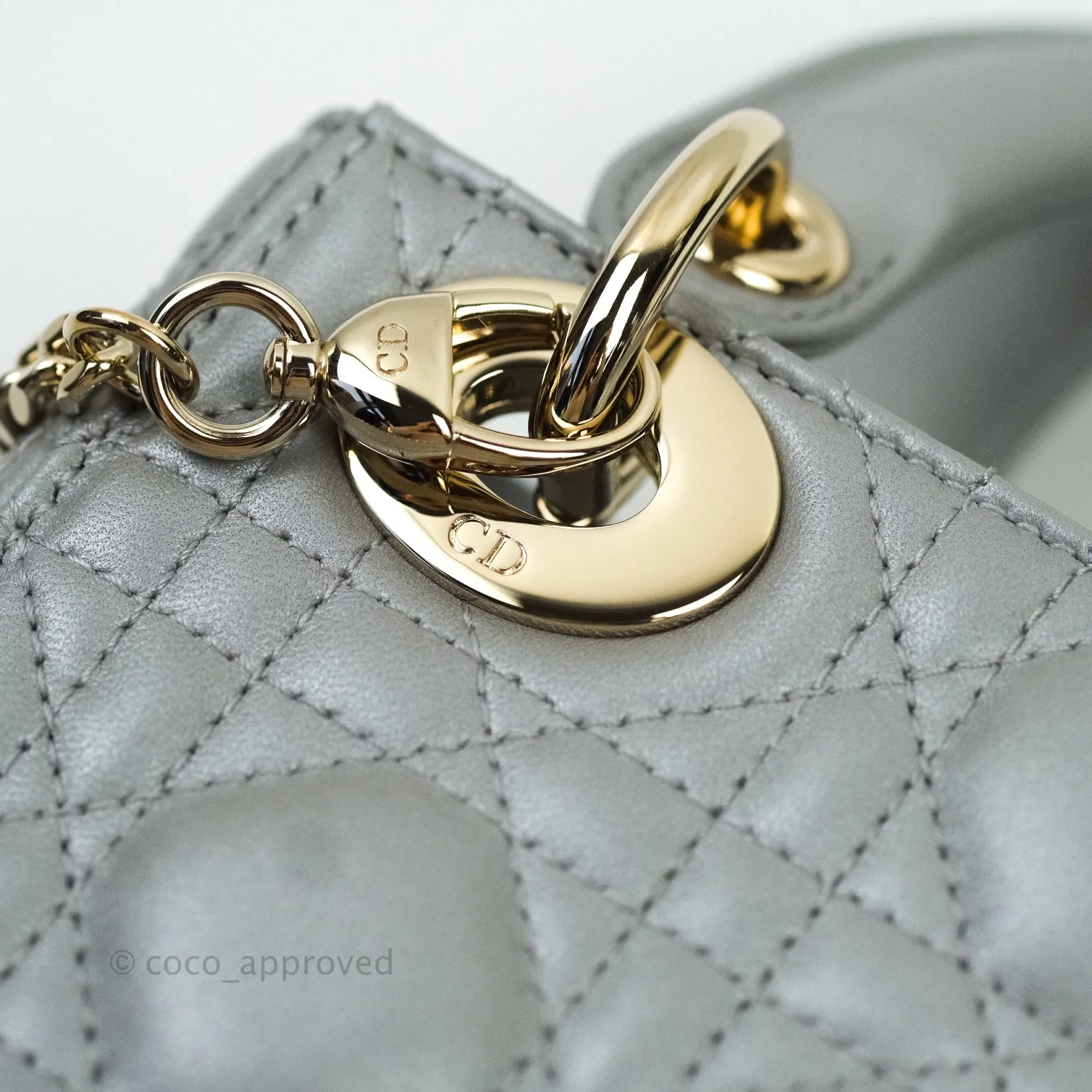 Christian Dior Calfskin Cannage Mini Lady Dior Grey