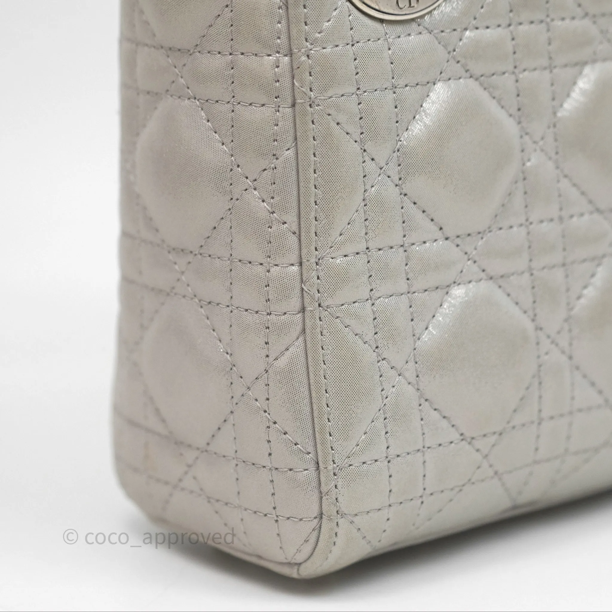 Christian Dior Calfskin Cannage Mini Lady Dior Grey