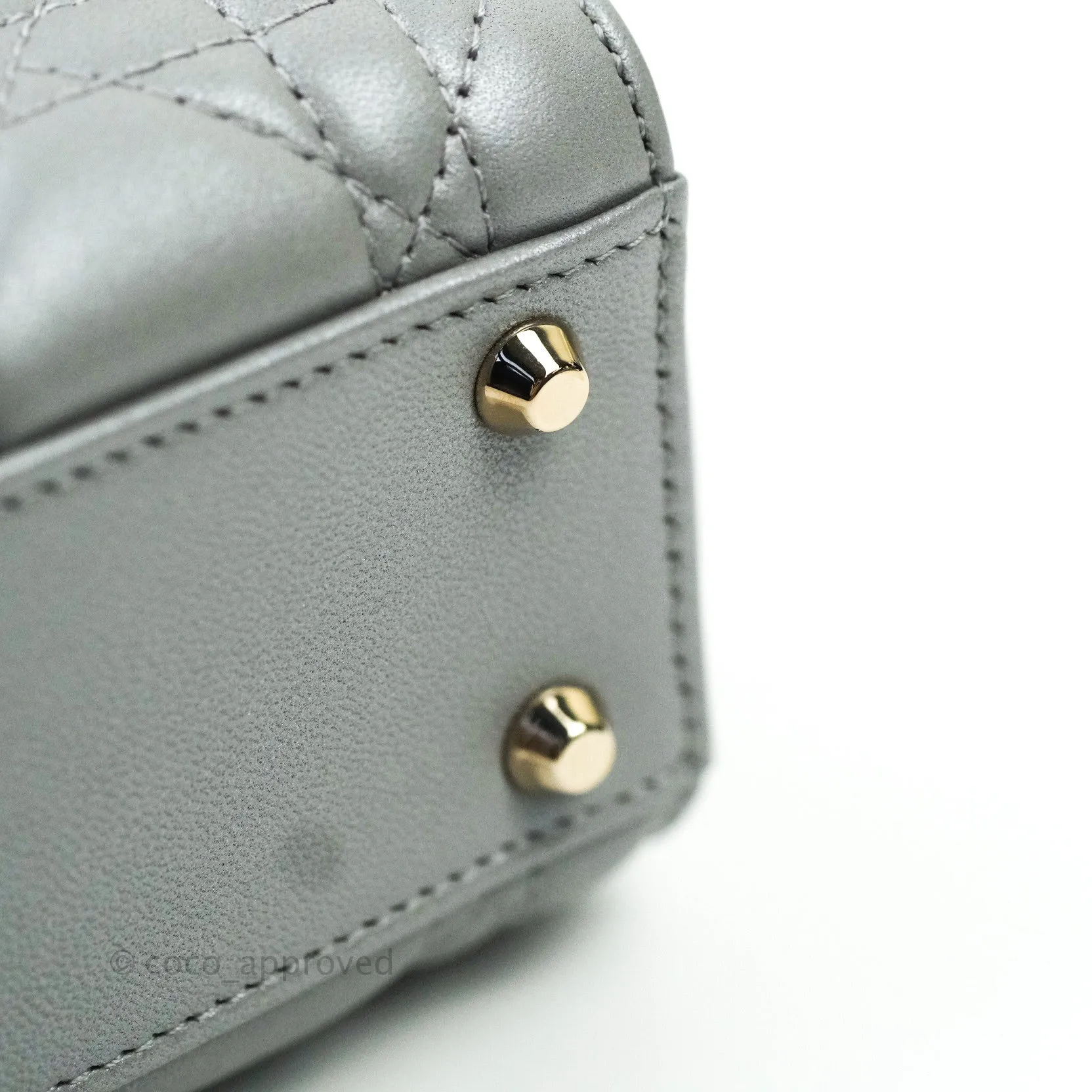 Christian Dior Calfskin Cannage Mini Lady Dior Grey