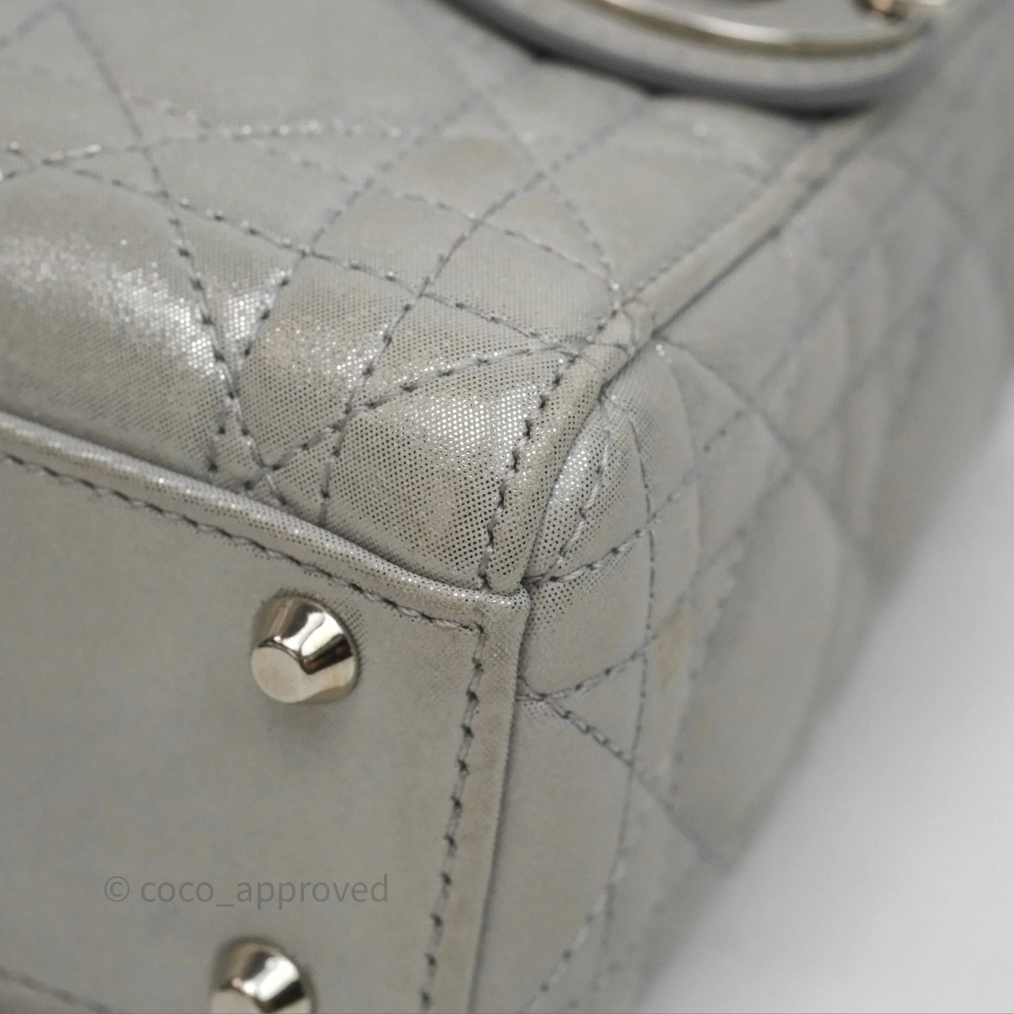 Christian Dior Calfskin Cannage Mini Lady Dior Grey