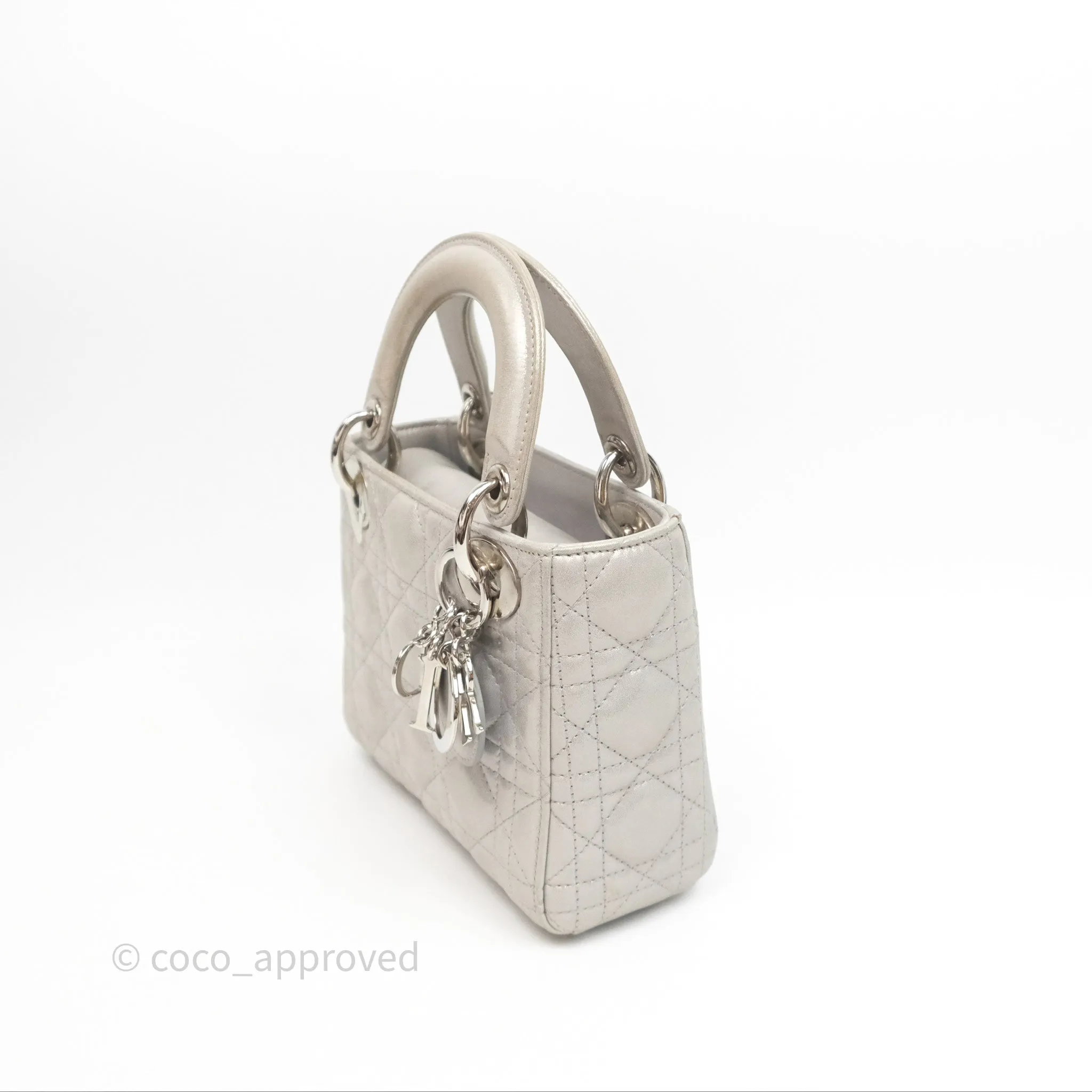 Christian Dior Calfskin Cannage Mini Lady Dior Grey