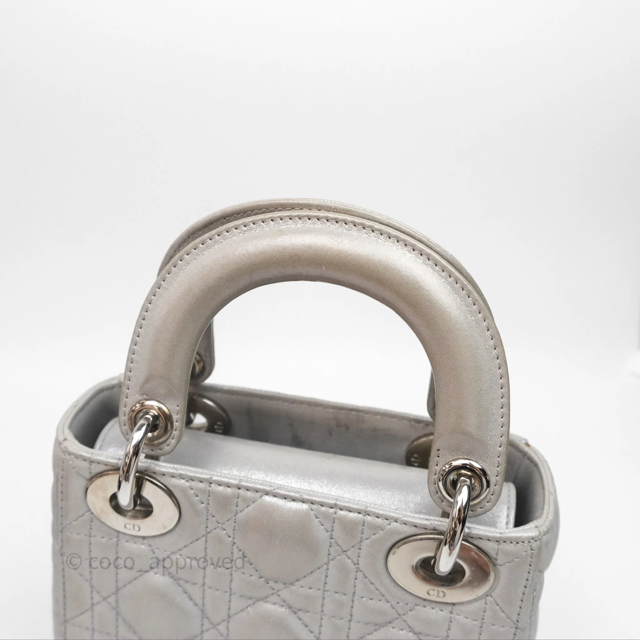 Christian Dior Calfskin Cannage Mini Lady Dior Grey