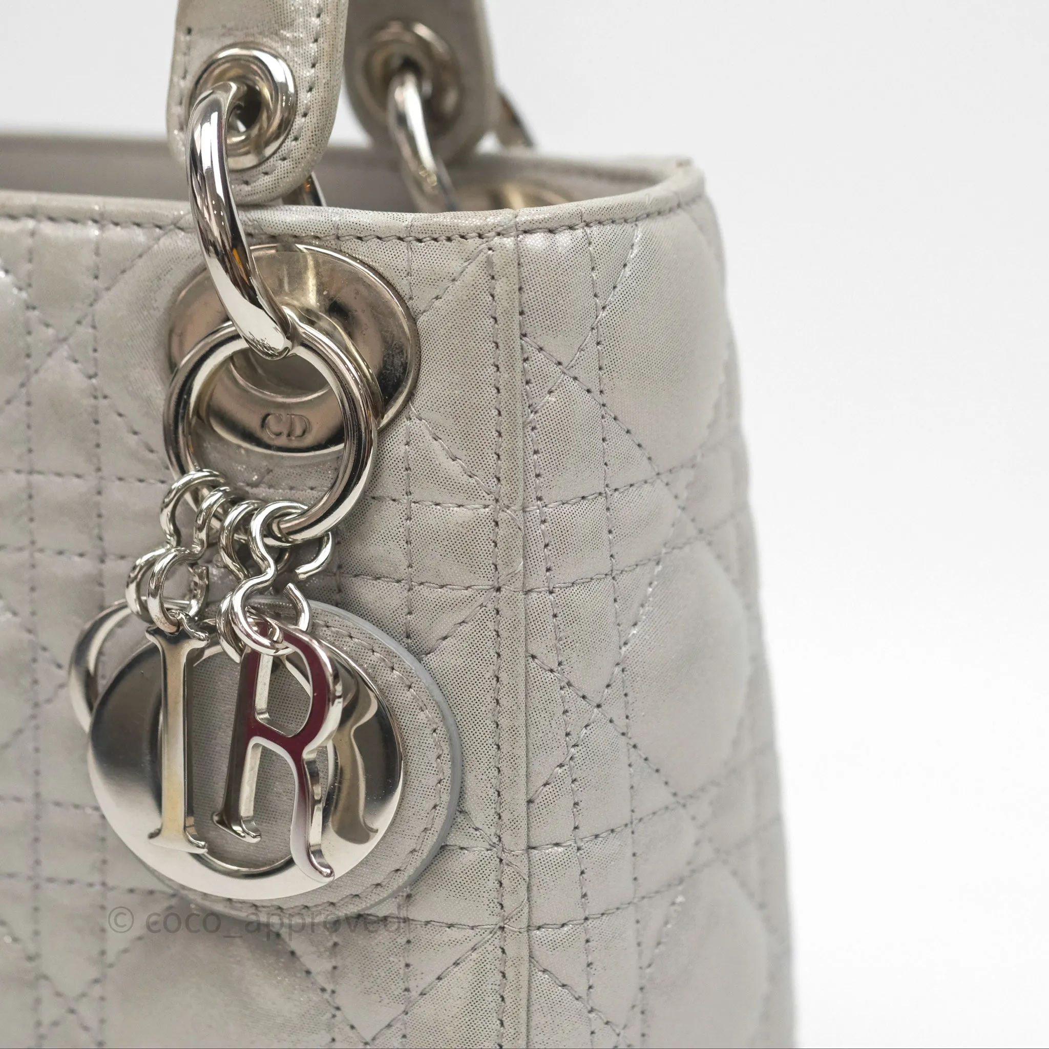 Christian Dior Calfskin Cannage Mini Lady Dior Grey