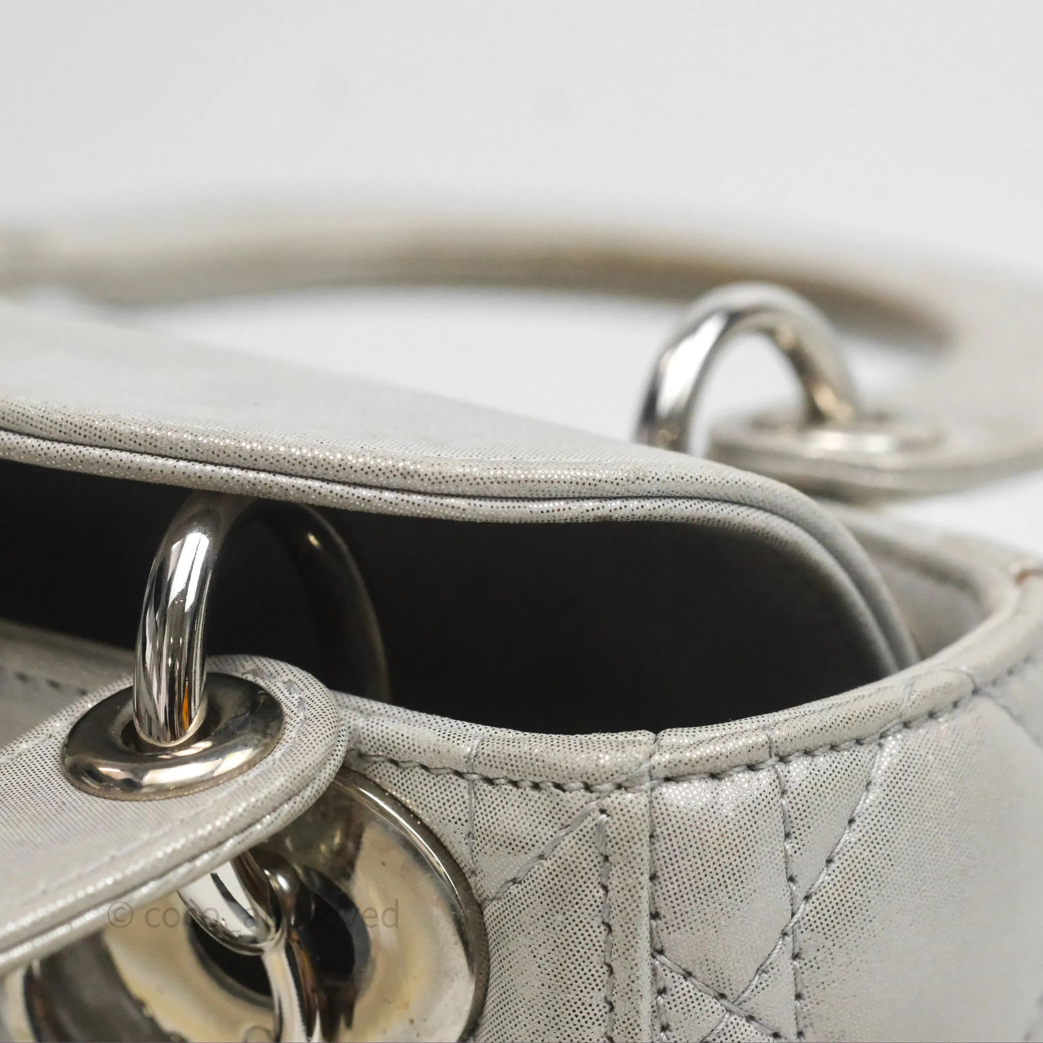 Christian Dior Calfskin Cannage Mini Lady Dior Grey