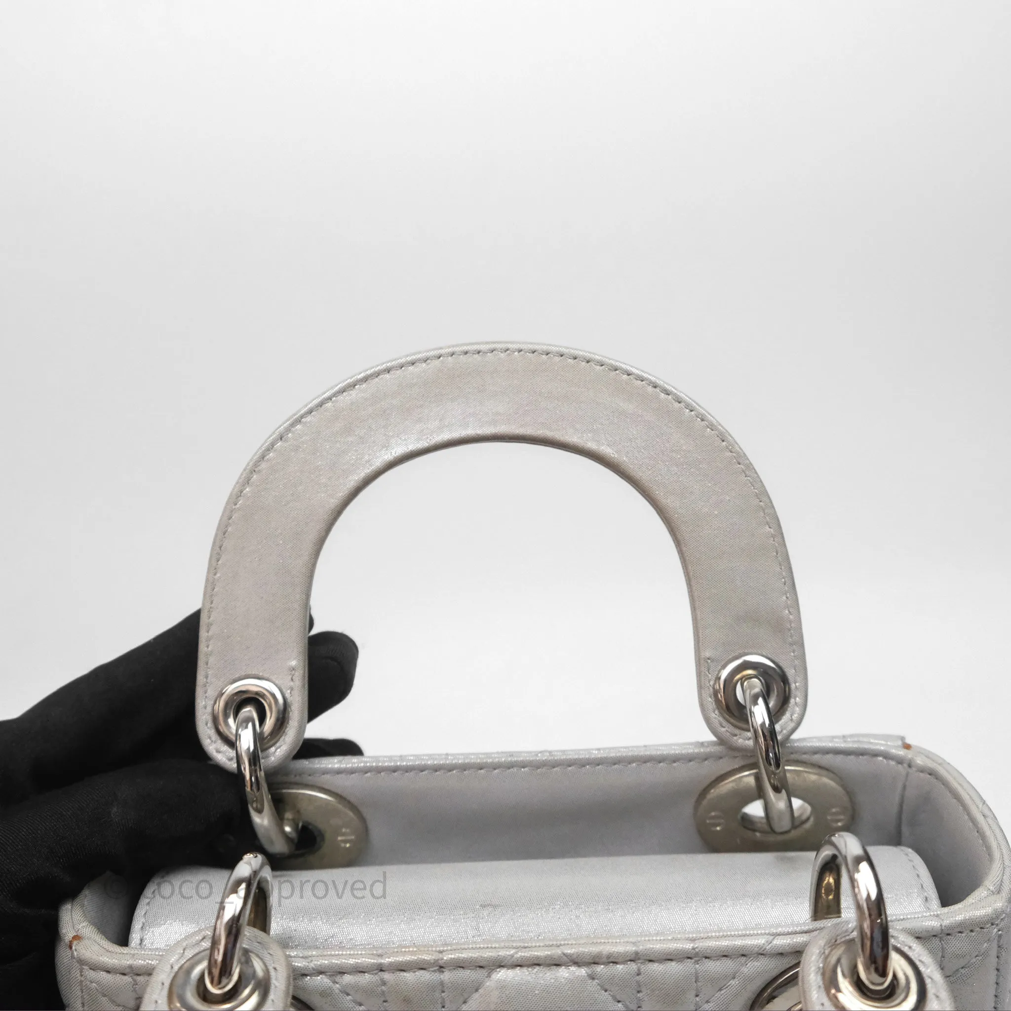 Christian Dior Calfskin Cannage Mini Lady Dior Grey