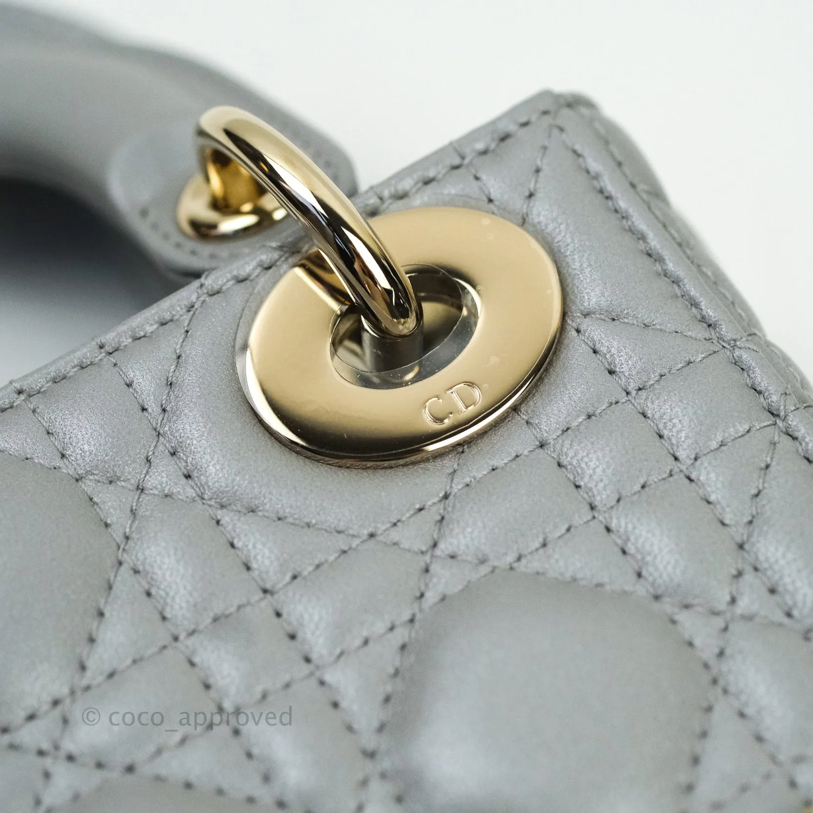 Christian Dior Calfskin Cannage Mini Lady Dior Grey