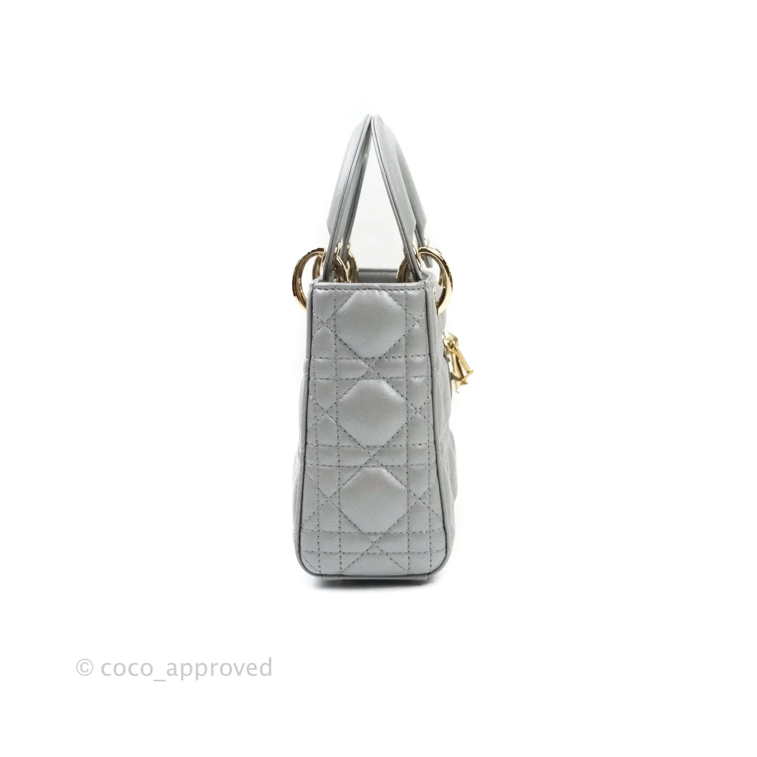 Christian Dior Calfskin Cannage Mini Lady Dior Grey