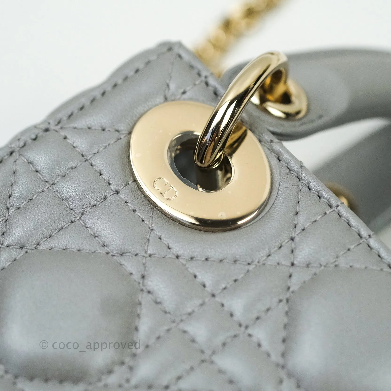 Christian Dior Calfskin Cannage Mini Lady Dior Grey