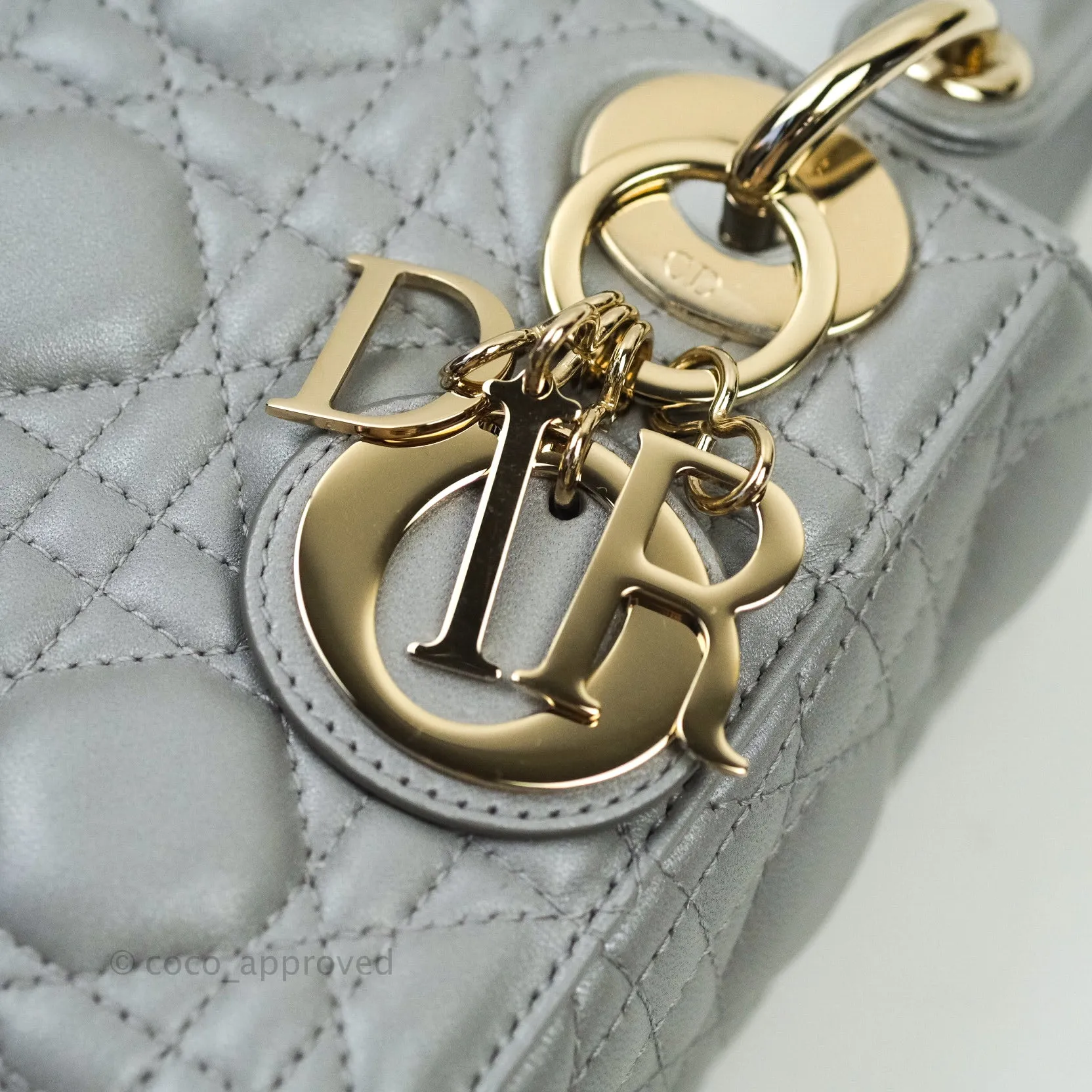 Christian Dior Calfskin Cannage Mini Lady Dior Grey