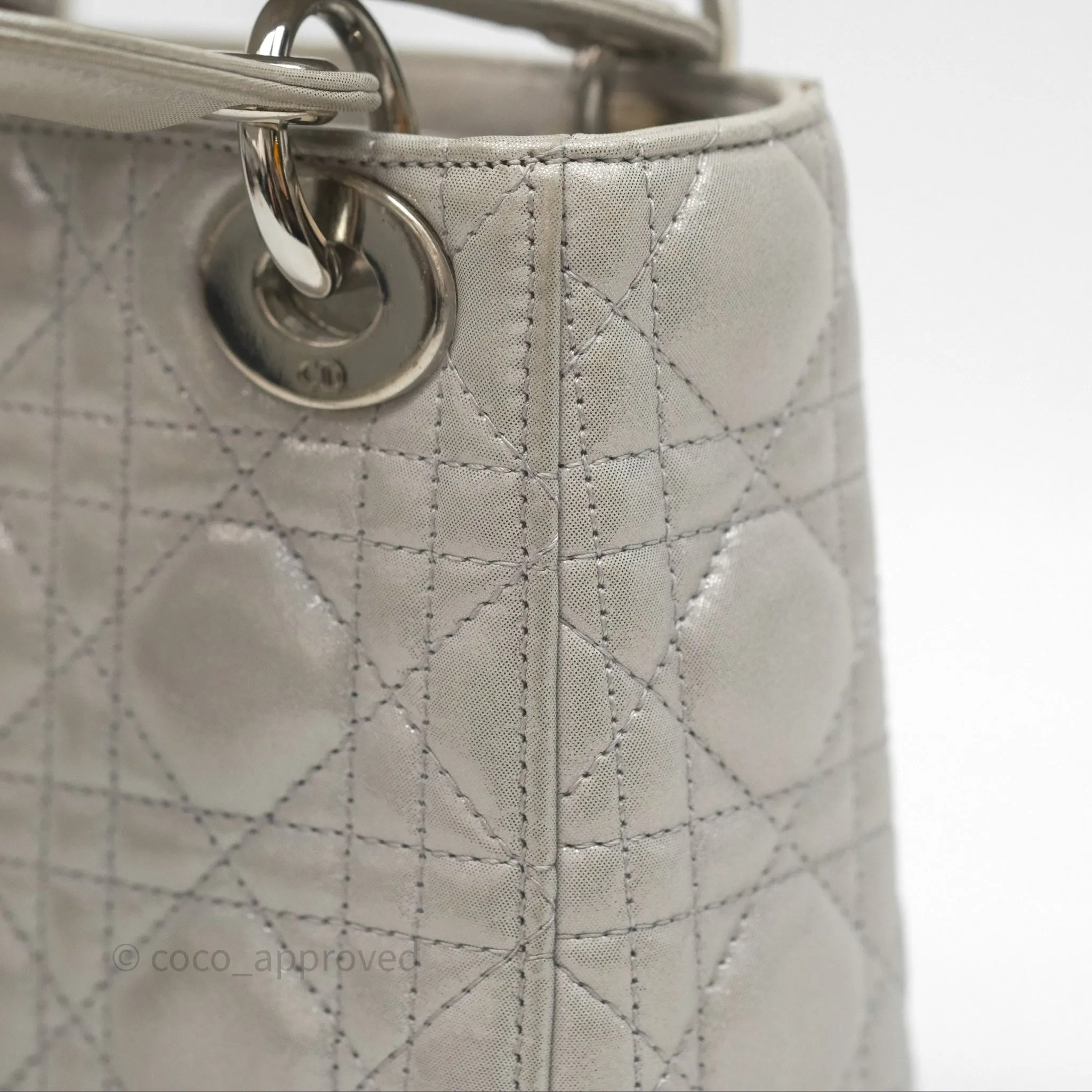 Christian Dior Calfskin Cannage Mini Lady Dior Grey