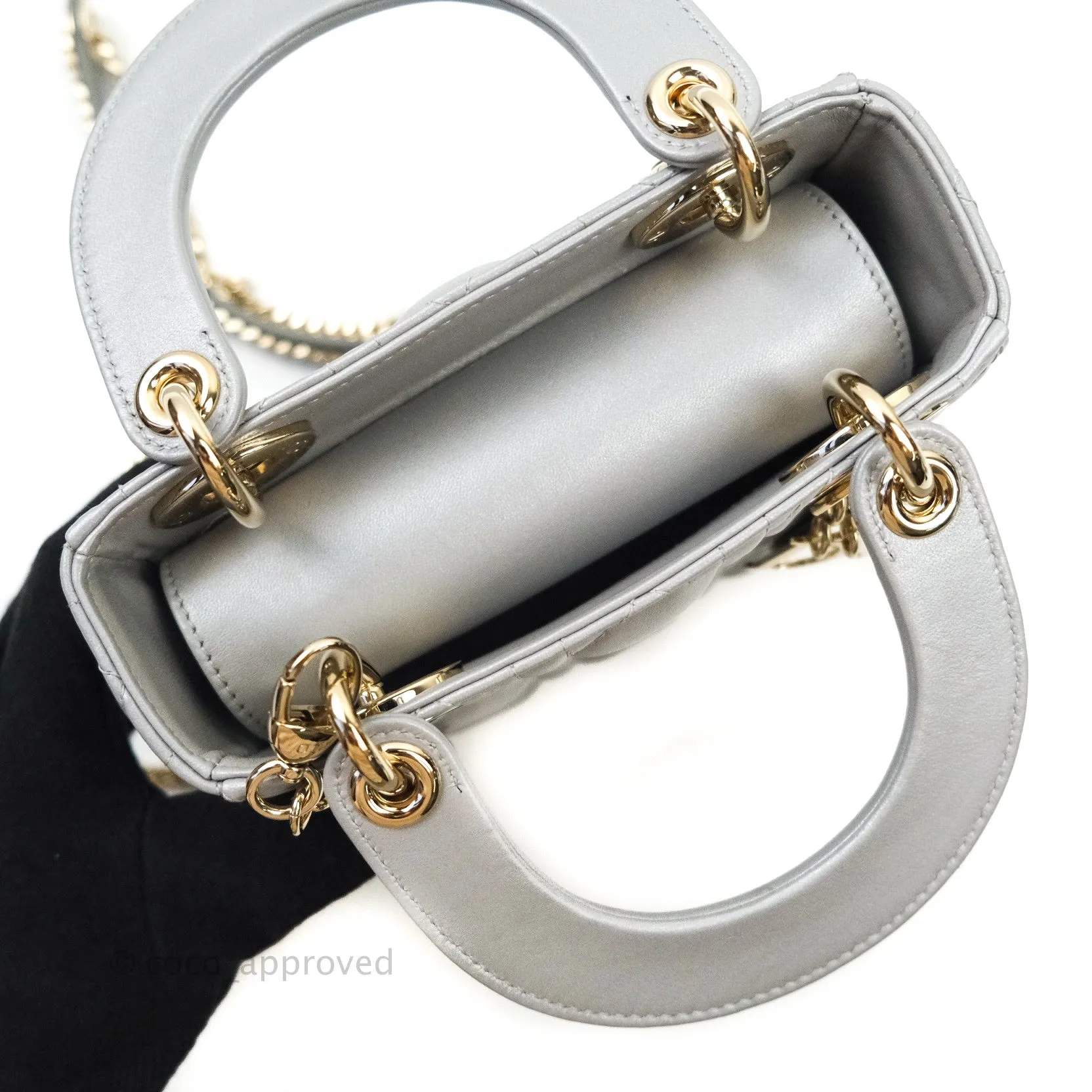 Christian Dior Calfskin Cannage Mini Lady Dior Grey