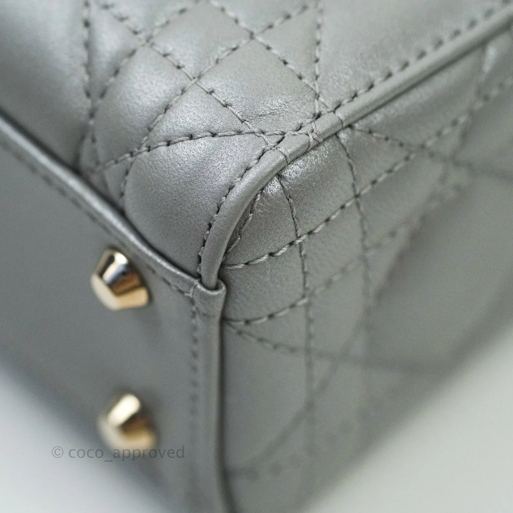 Christian Dior Calfskin Cannage Mini Lady Dior Grey
