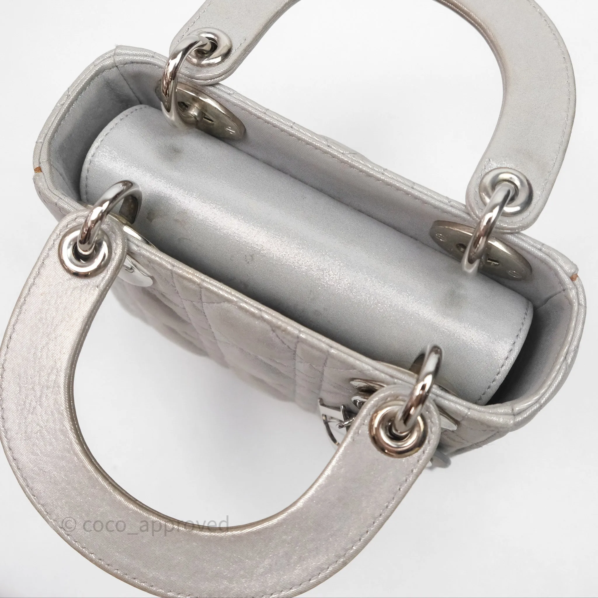 Christian Dior Calfskin Cannage Mini Lady Dior Grey