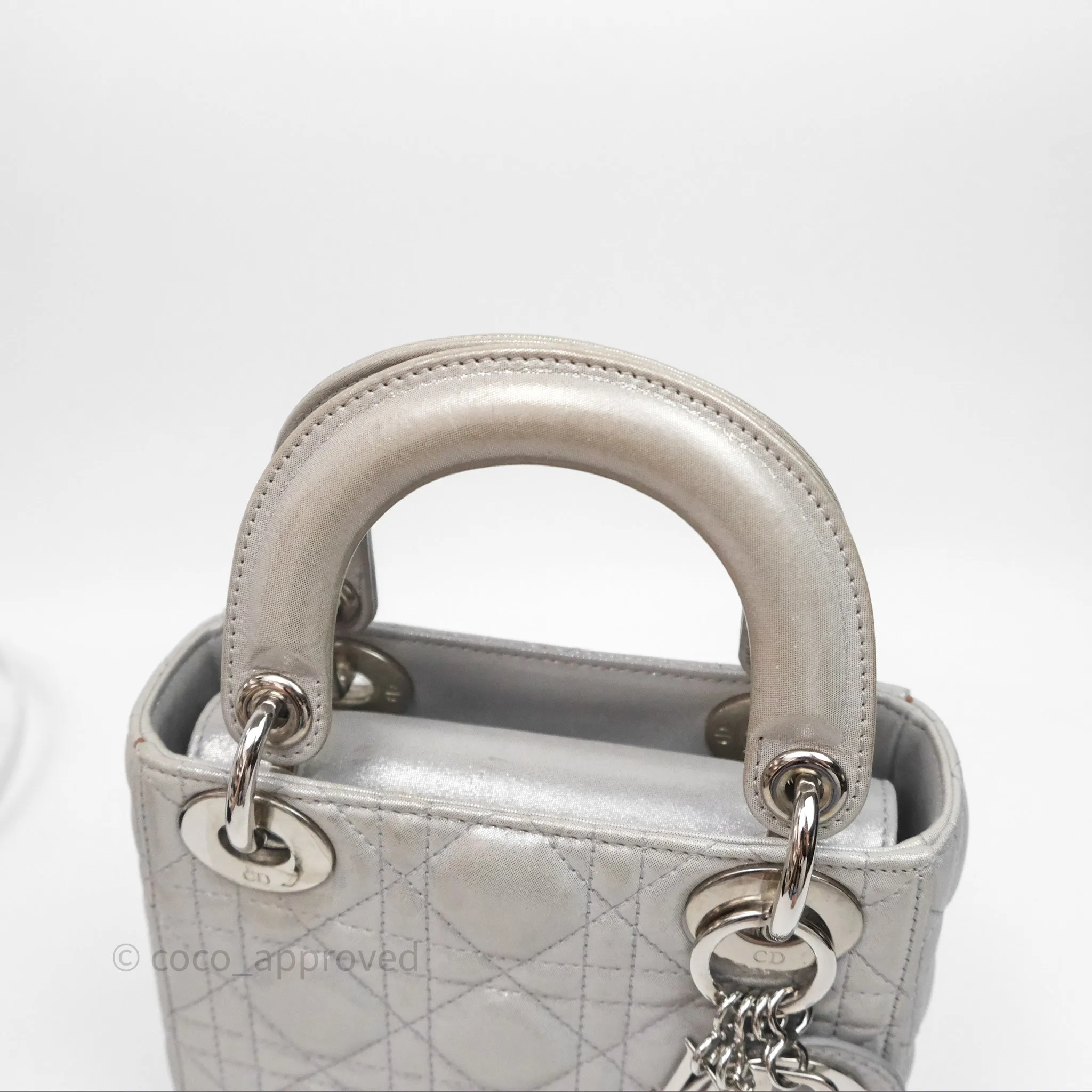 Christian Dior Calfskin Cannage Mini Lady Dior Grey