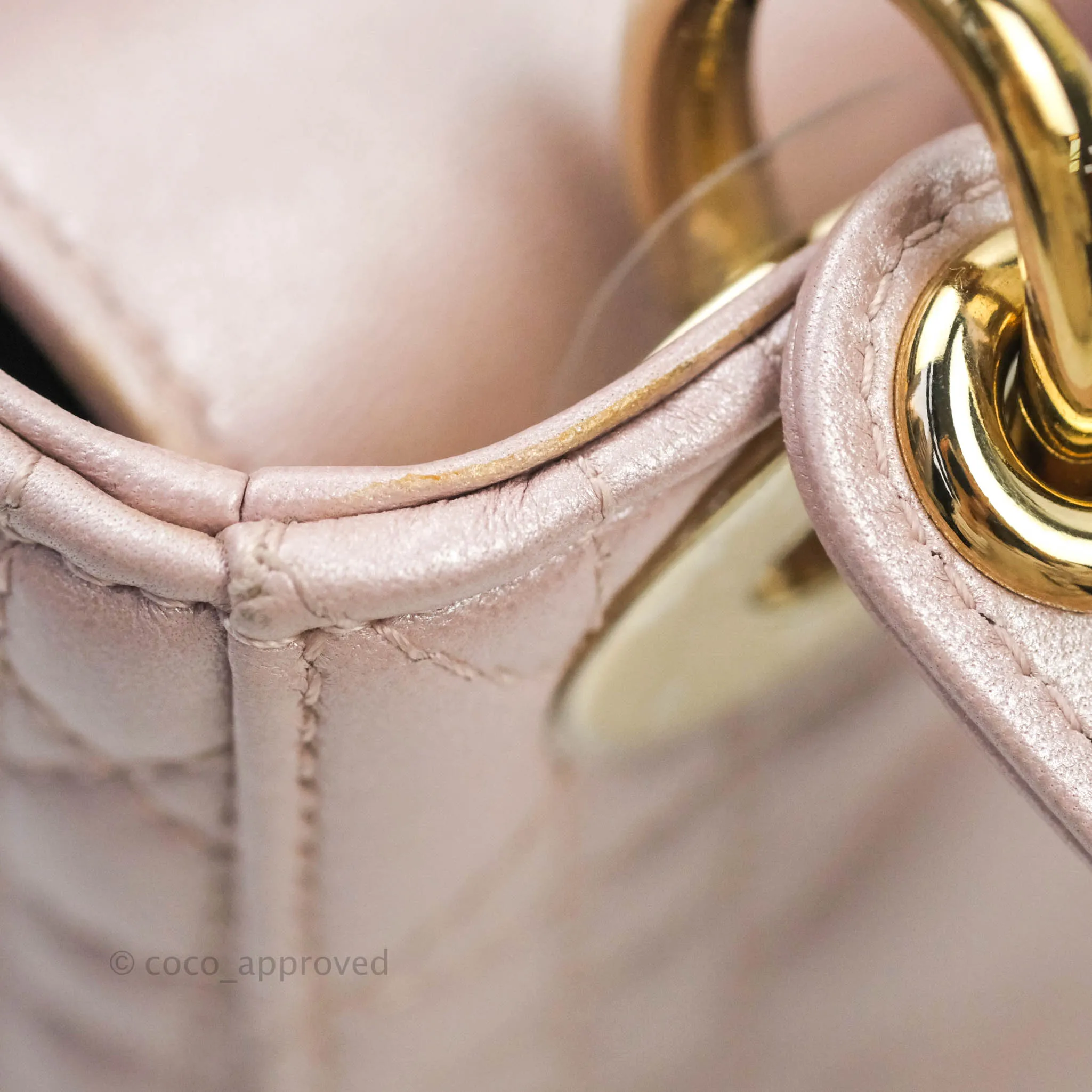 Christian Dior Calfskin Cannage Mini Lady Dior Light Pink