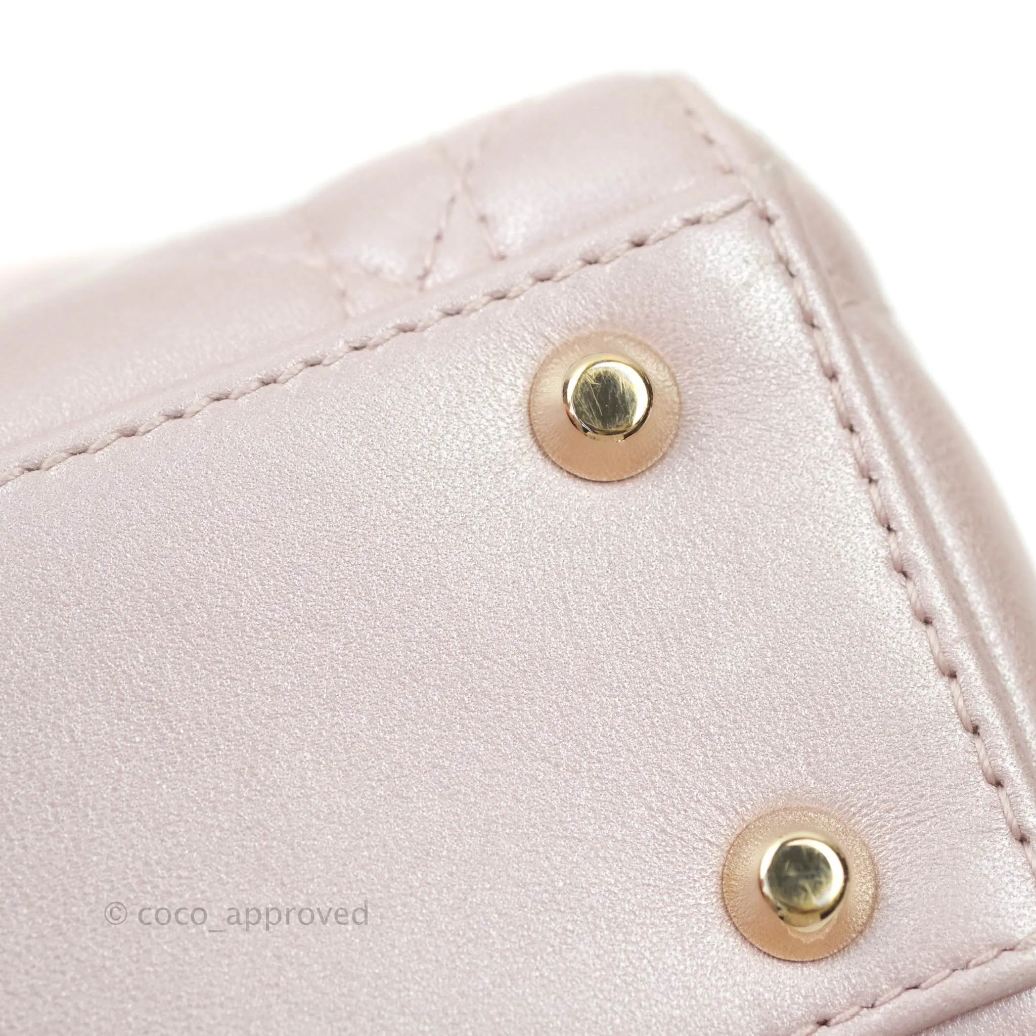 Christian Dior Calfskin Cannage Mini Lady Dior Light Pink