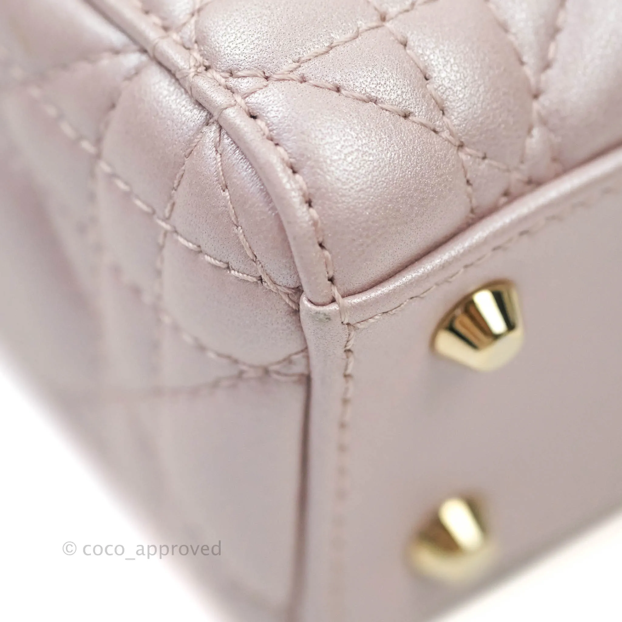 Christian Dior Calfskin Cannage Mini Lady Dior Light Pink