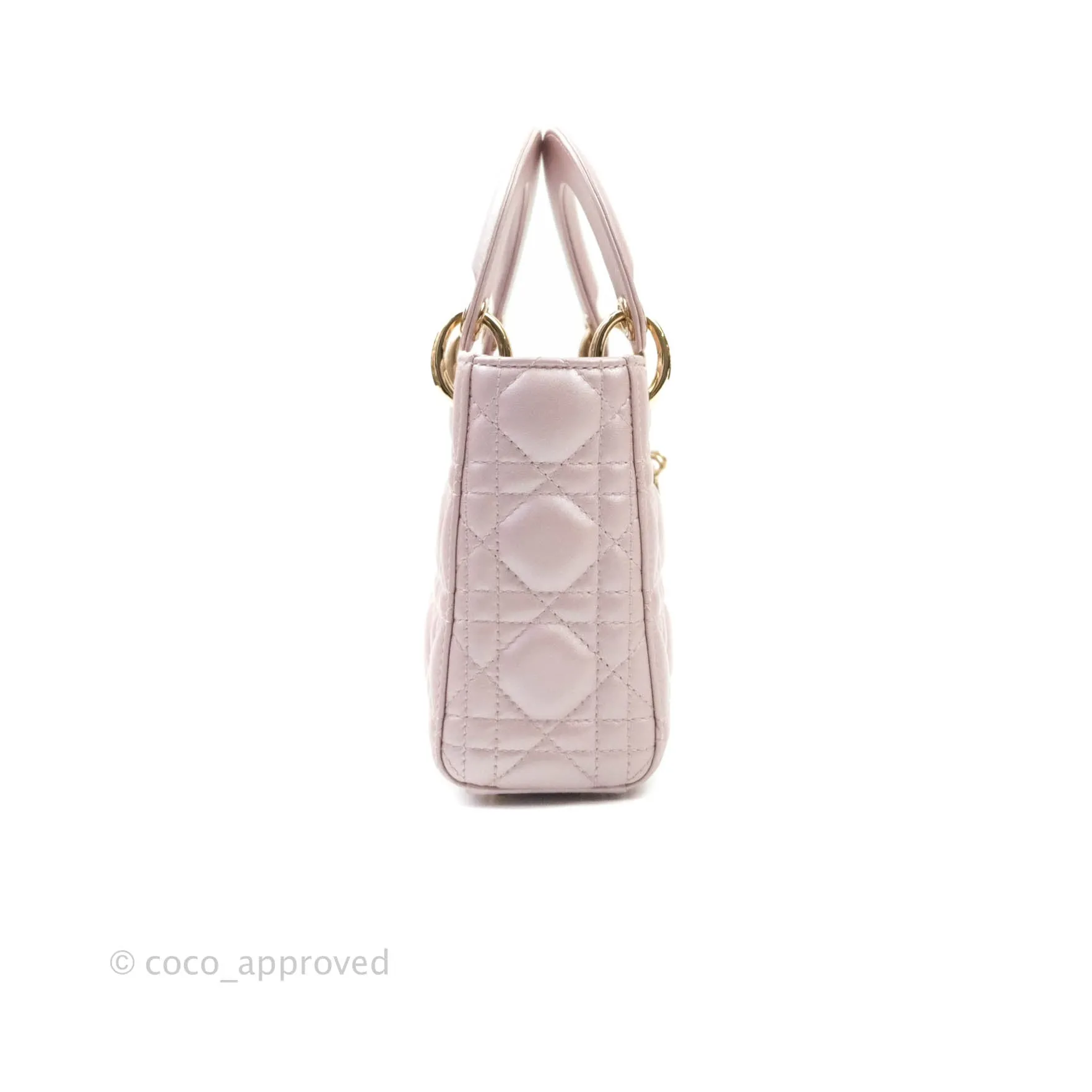 Christian Dior Calfskin Cannage Mini Lady Dior Light Pink