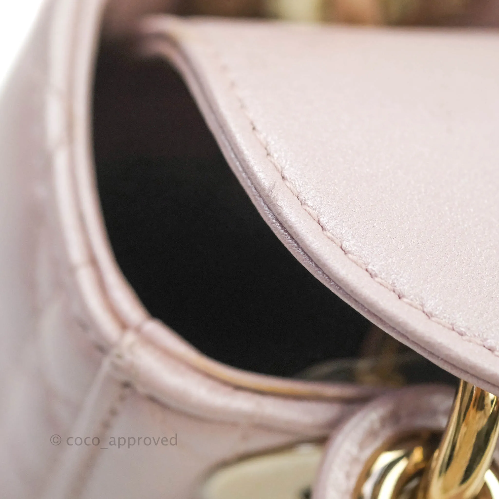 Christian Dior Calfskin Cannage Mini Lady Dior Light Pink