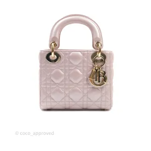 Christian Dior Calfskin Cannage Mini Lady Dior Light Pink