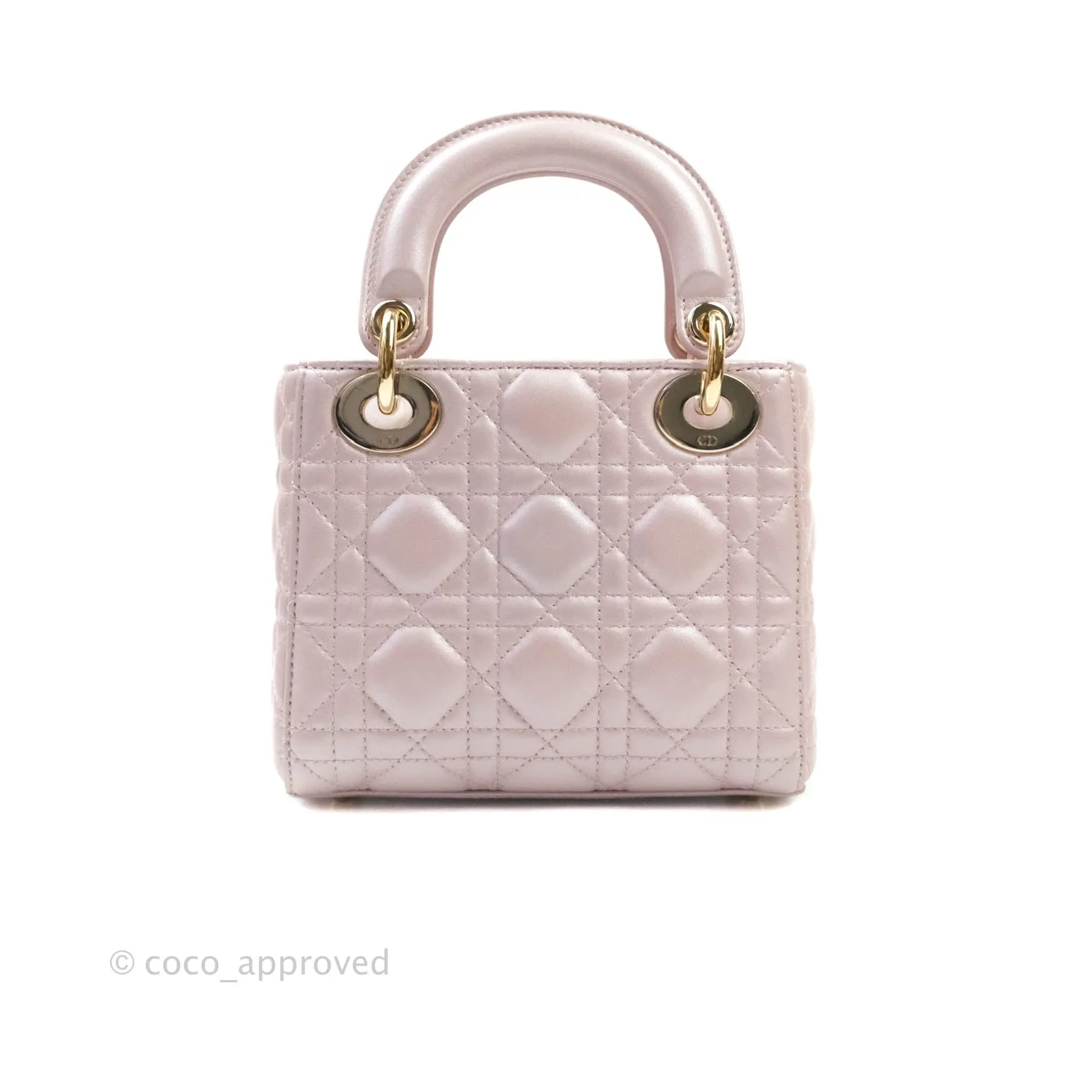 Christian Dior Calfskin Cannage Mini Lady Dior Light Pink