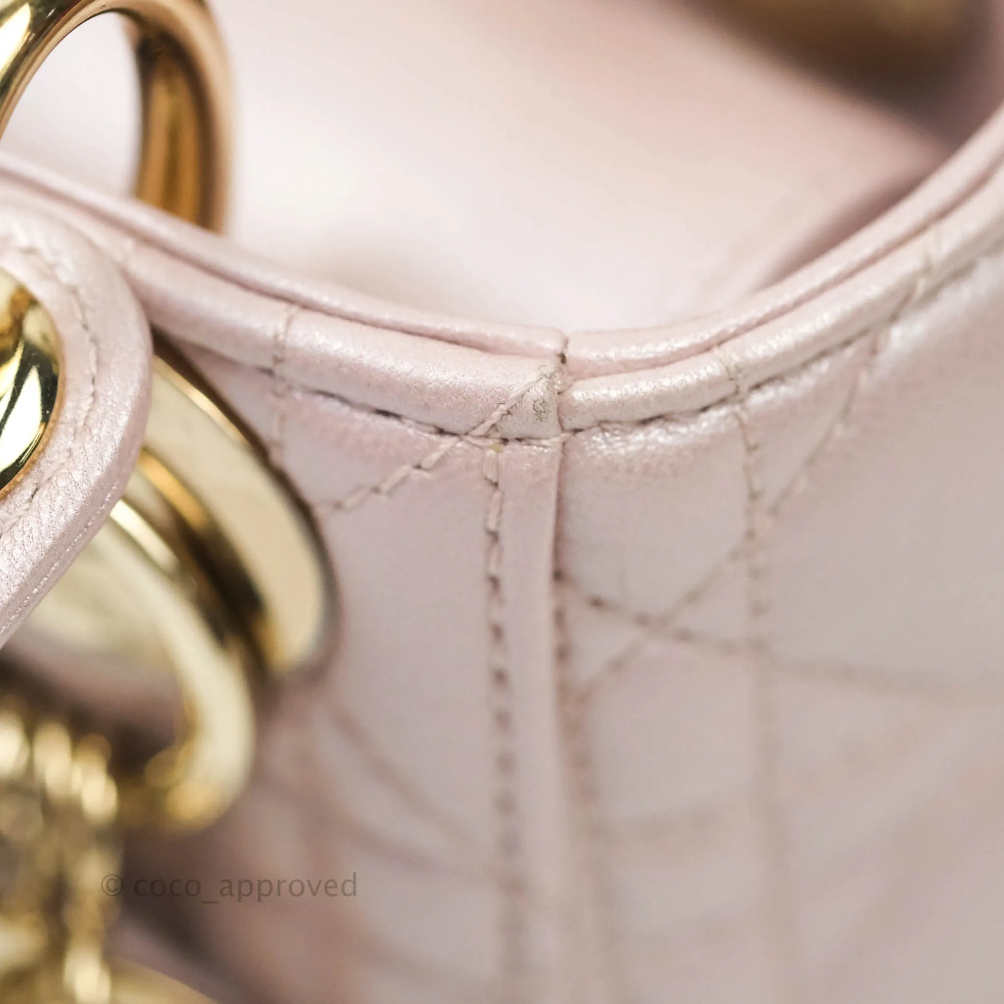 Christian Dior Calfskin Cannage Mini Lady Dior Light Pink