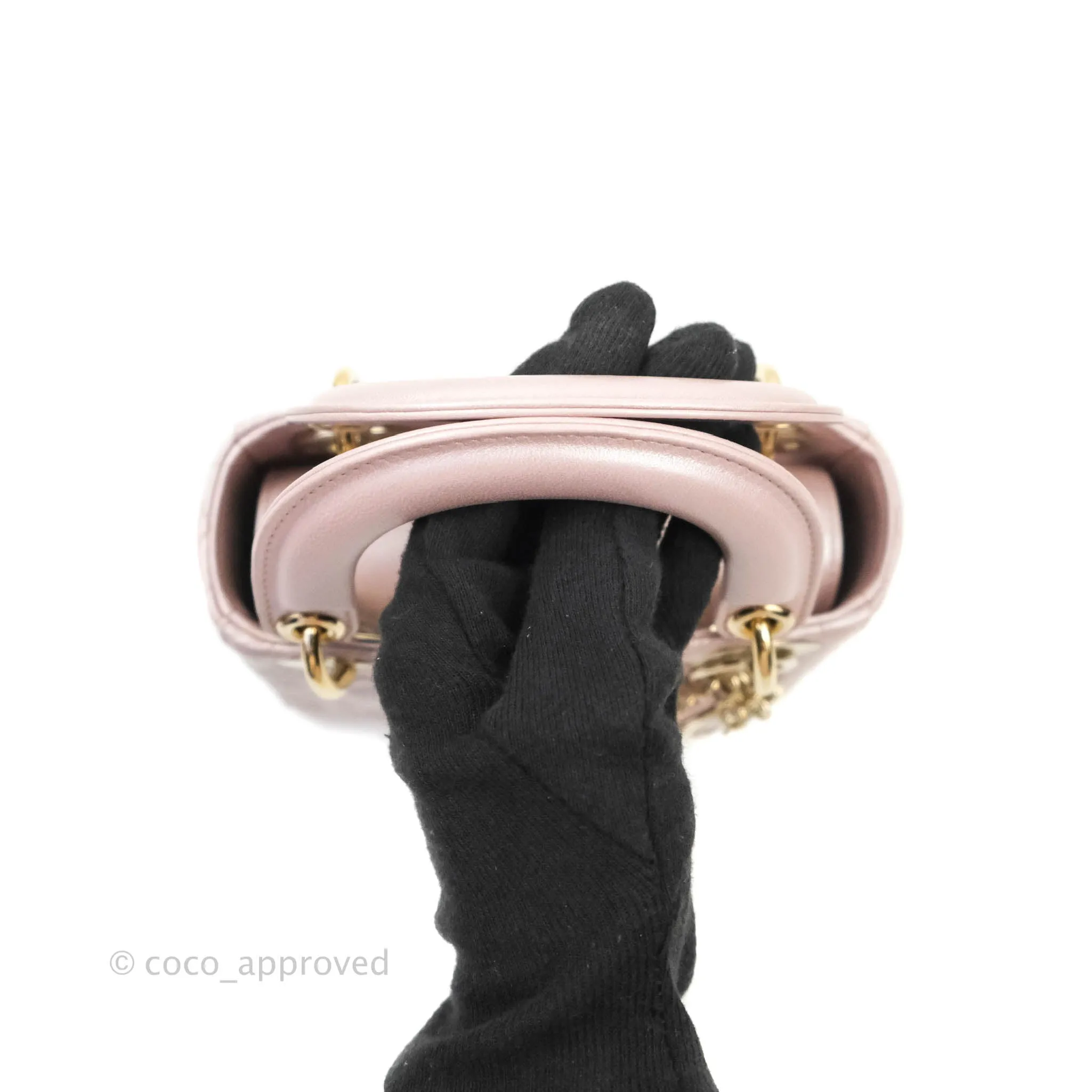 Christian Dior Calfskin Cannage Mini Lady Dior Light Pink