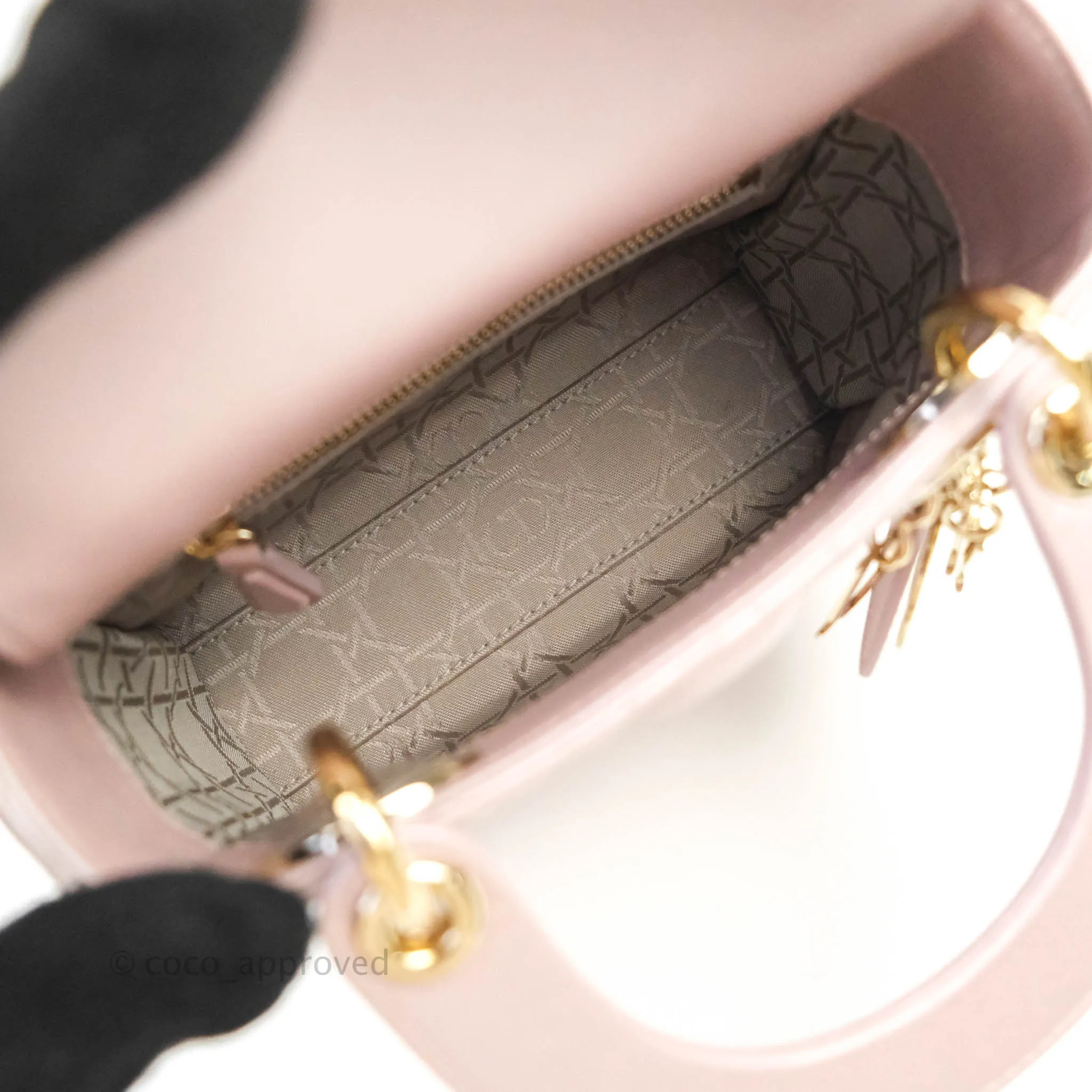 Christian Dior Calfskin Cannage Mini Lady Dior Light Pink