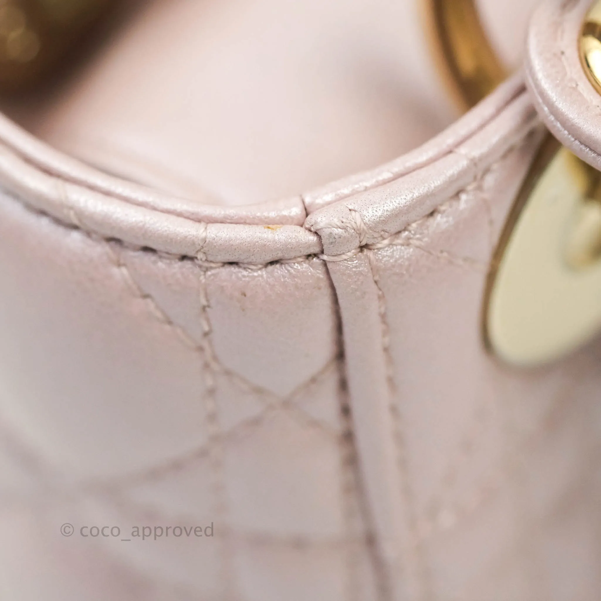 Christian Dior Calfskin Cannage Mini Lady Dior Light Pink