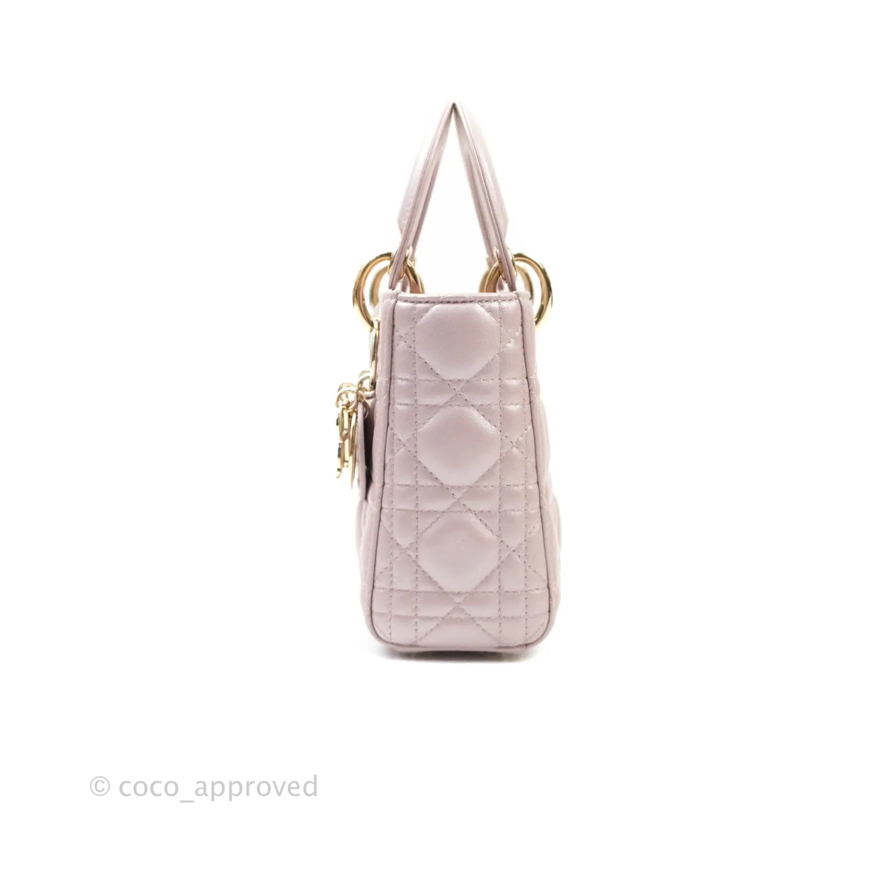 Christian Dior Calfskin Cannage Mini Lady Dior Light Pink