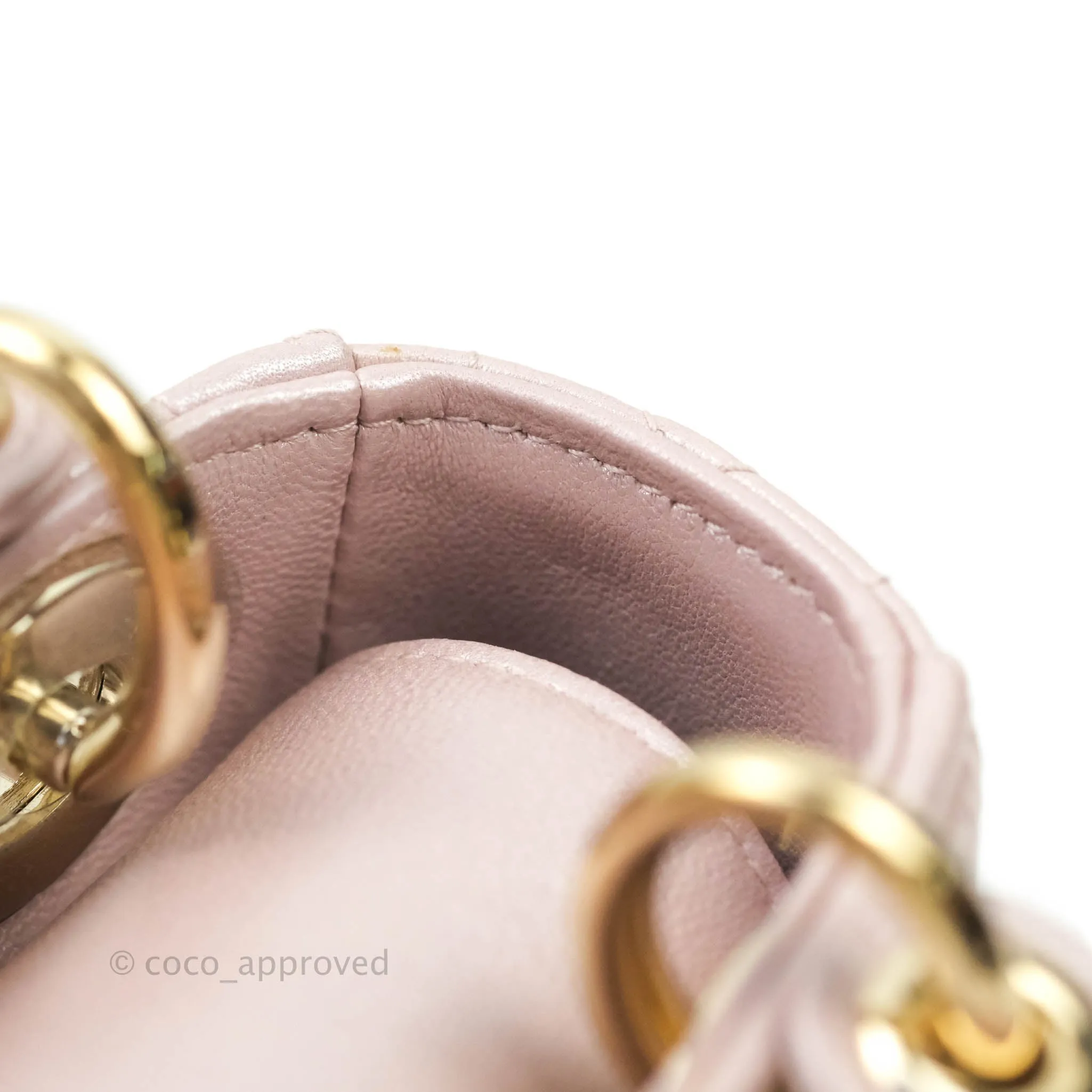 Christian Dior Calfskin Cannage Mini Lady Dior Light Pink