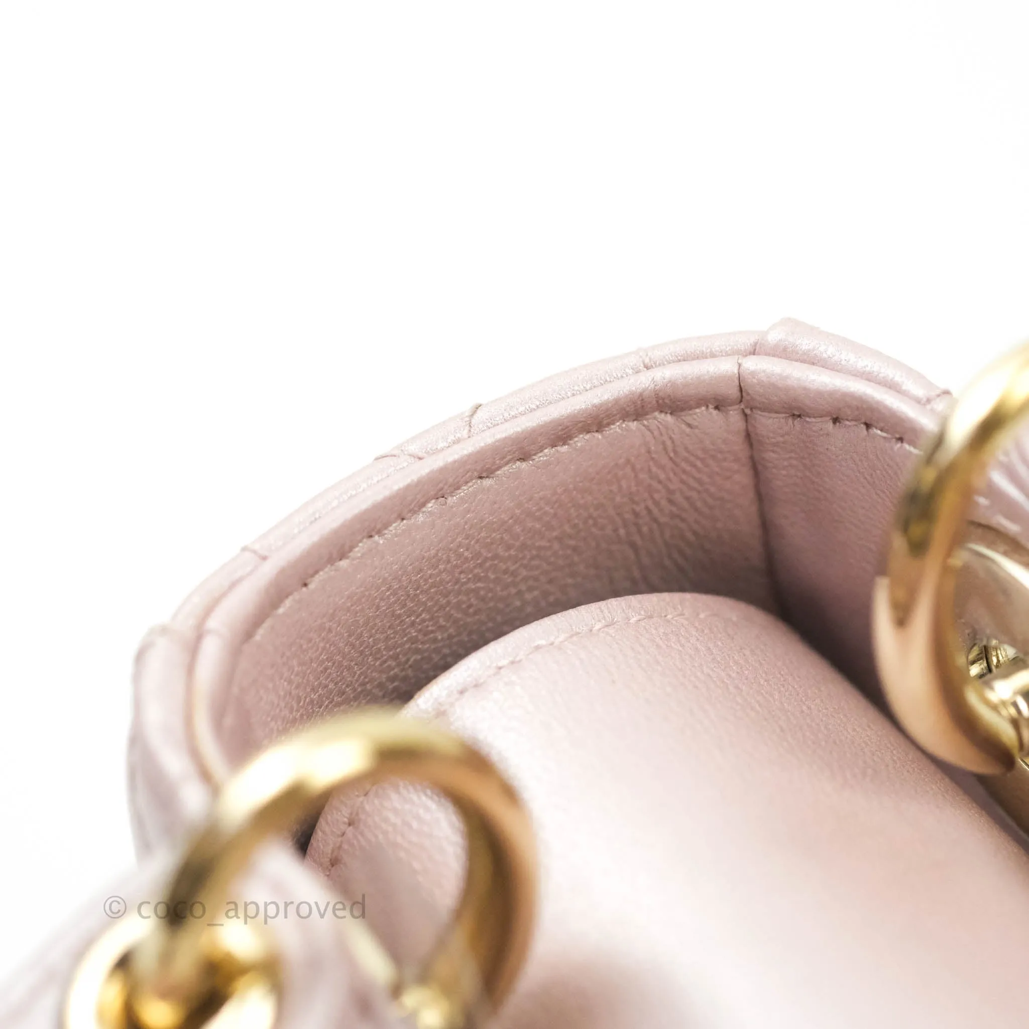 Christian Dior Calfskin Cannage Mini Lady Dior Light Pink