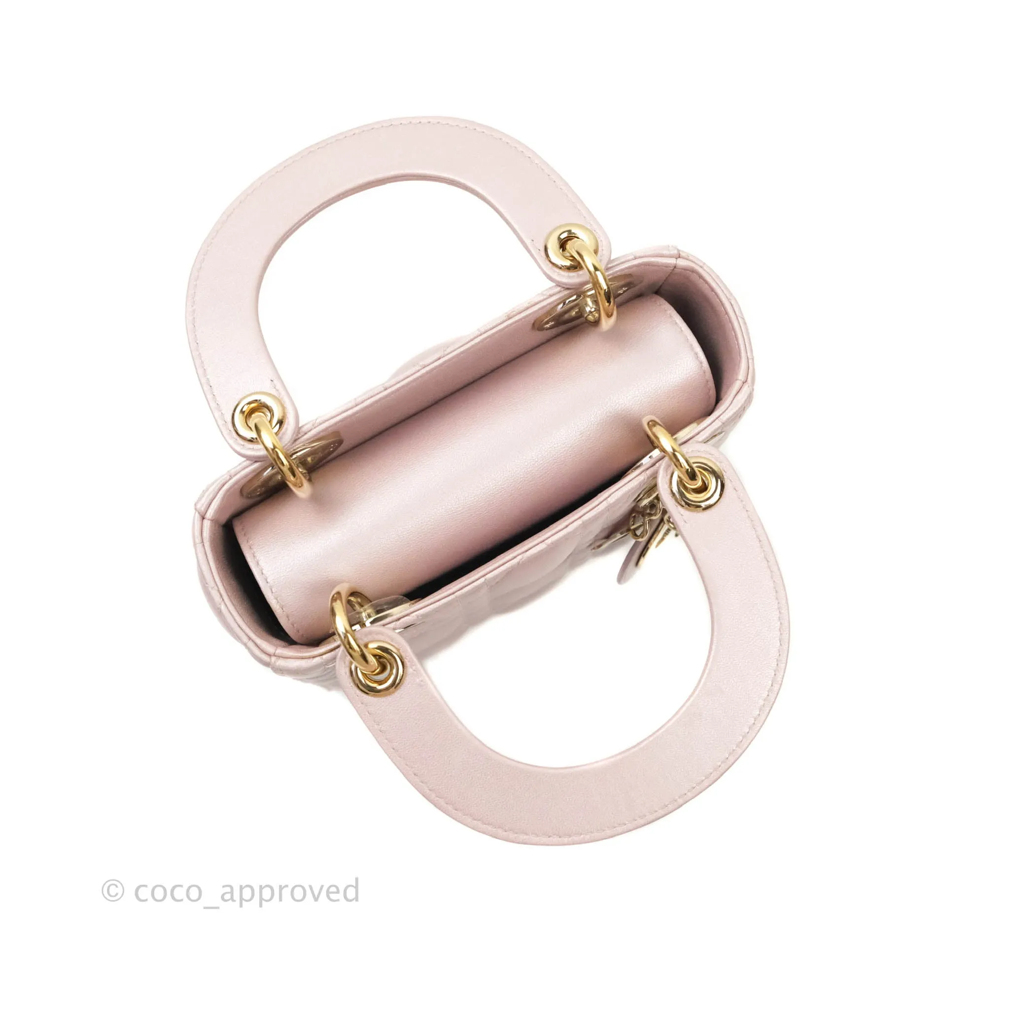 Christian Dior Calfskin Cannage Mini Lady Dior Light Pink