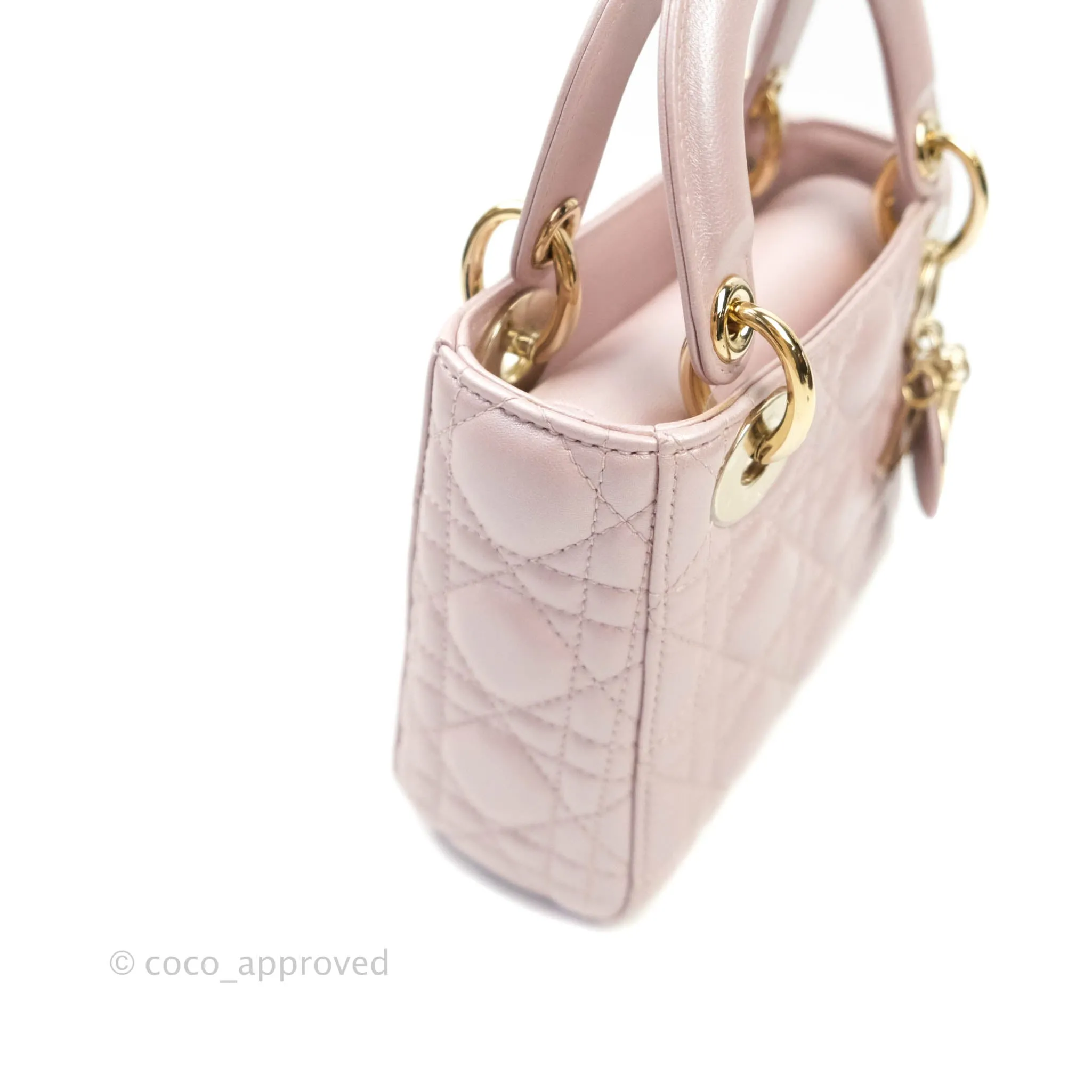 Christian Dior Calfskin Cannage Mini Lady Dior Light Pink