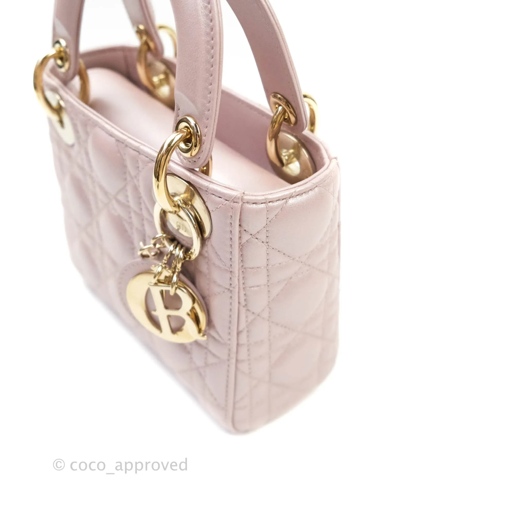 Christian Dior Calfskin Cannage Mini Lady Dior Light Pink