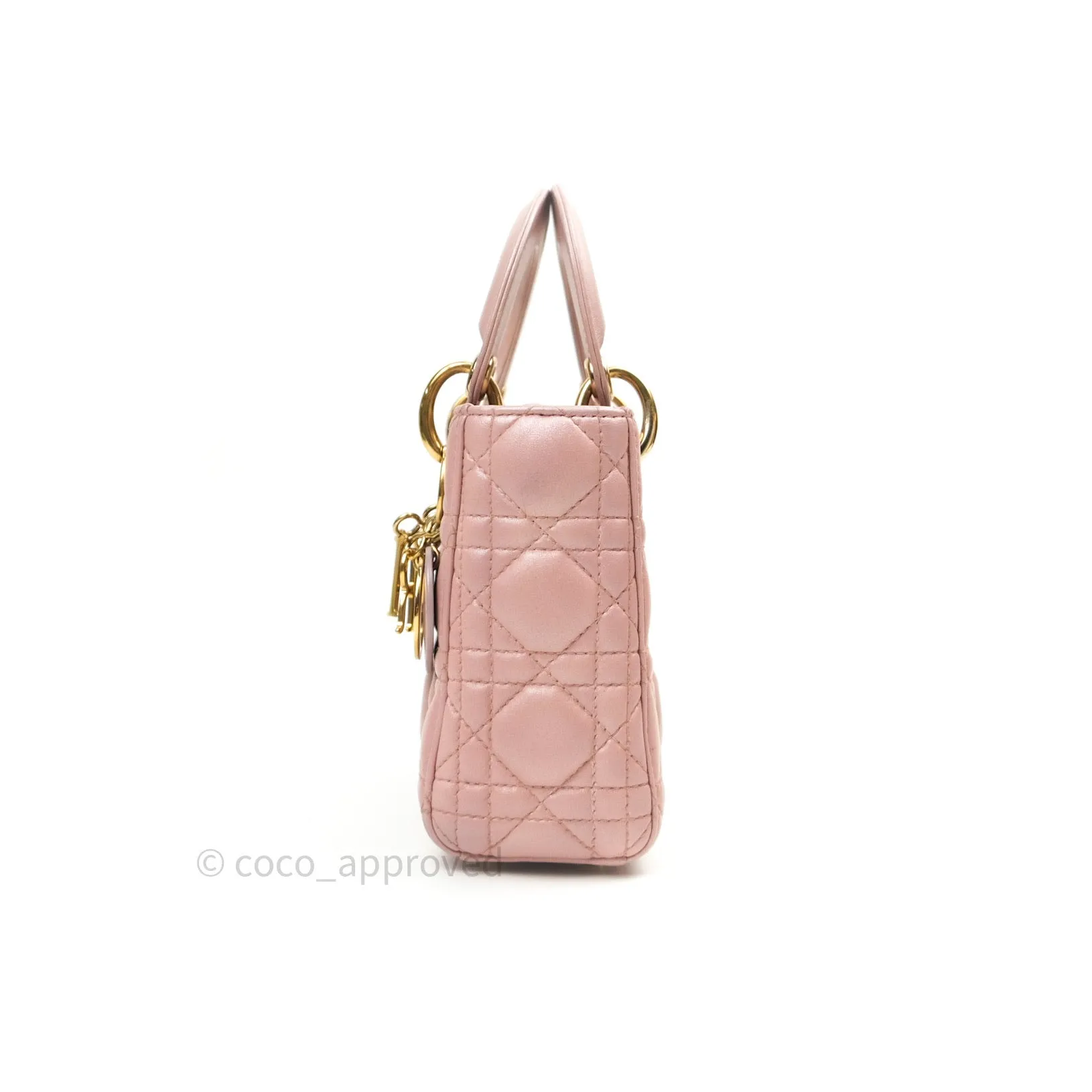 Christian Dior Calfskin Cannage Mini Lady Dior Pink