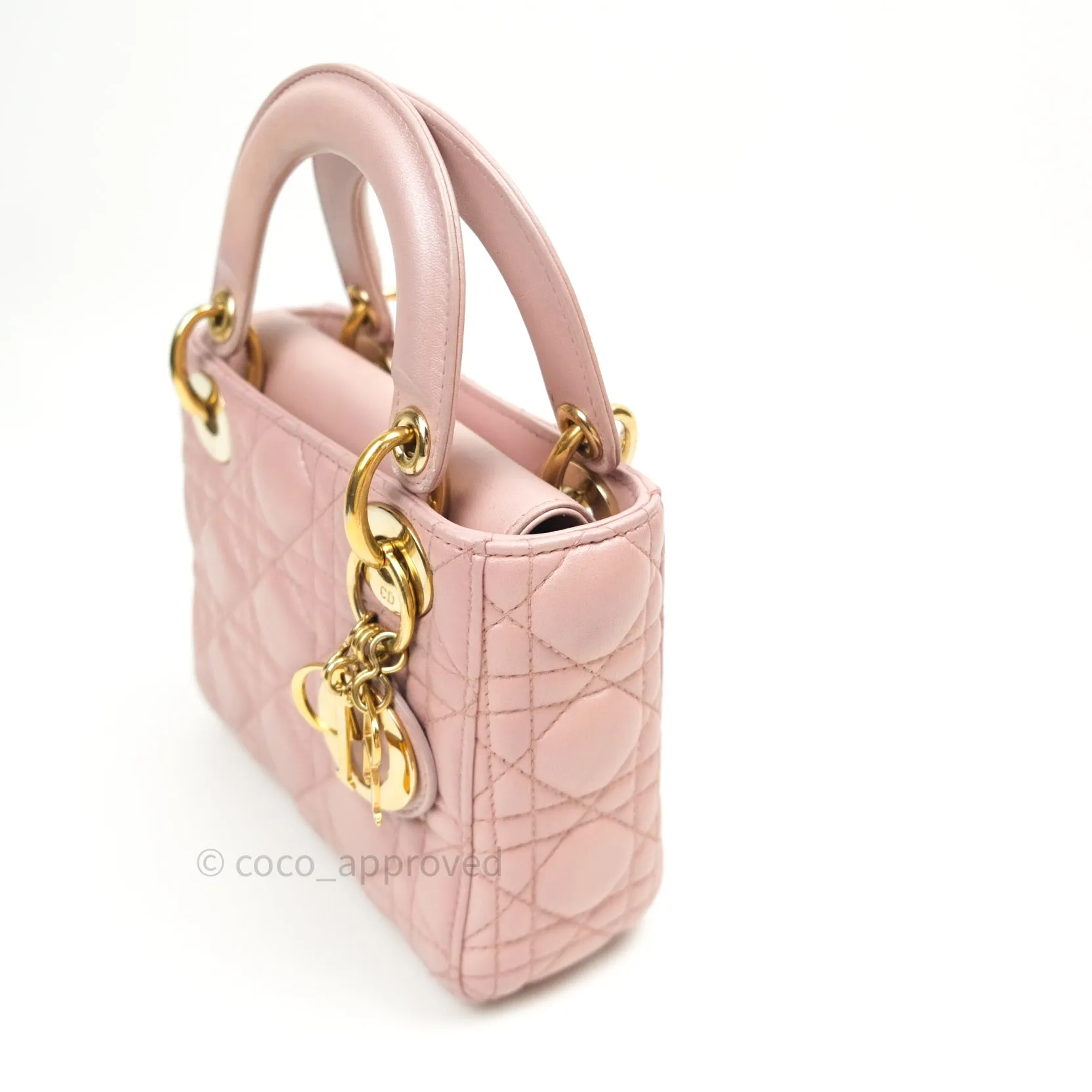 Christian Dior Calfskin Cannage Mini Lady Dior Pink