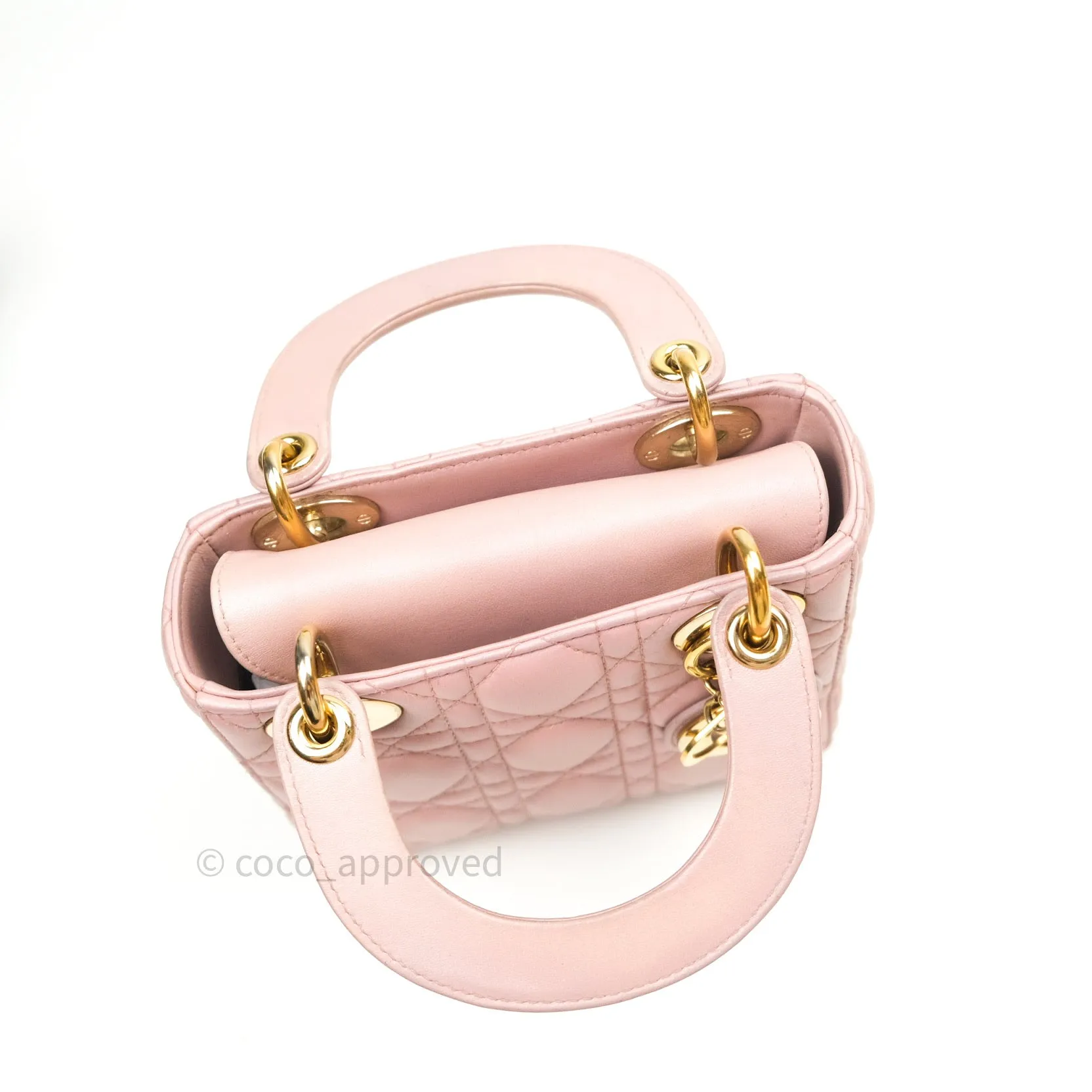 Christian Dior Calfskin Cannage Mini Lady Dior Pink